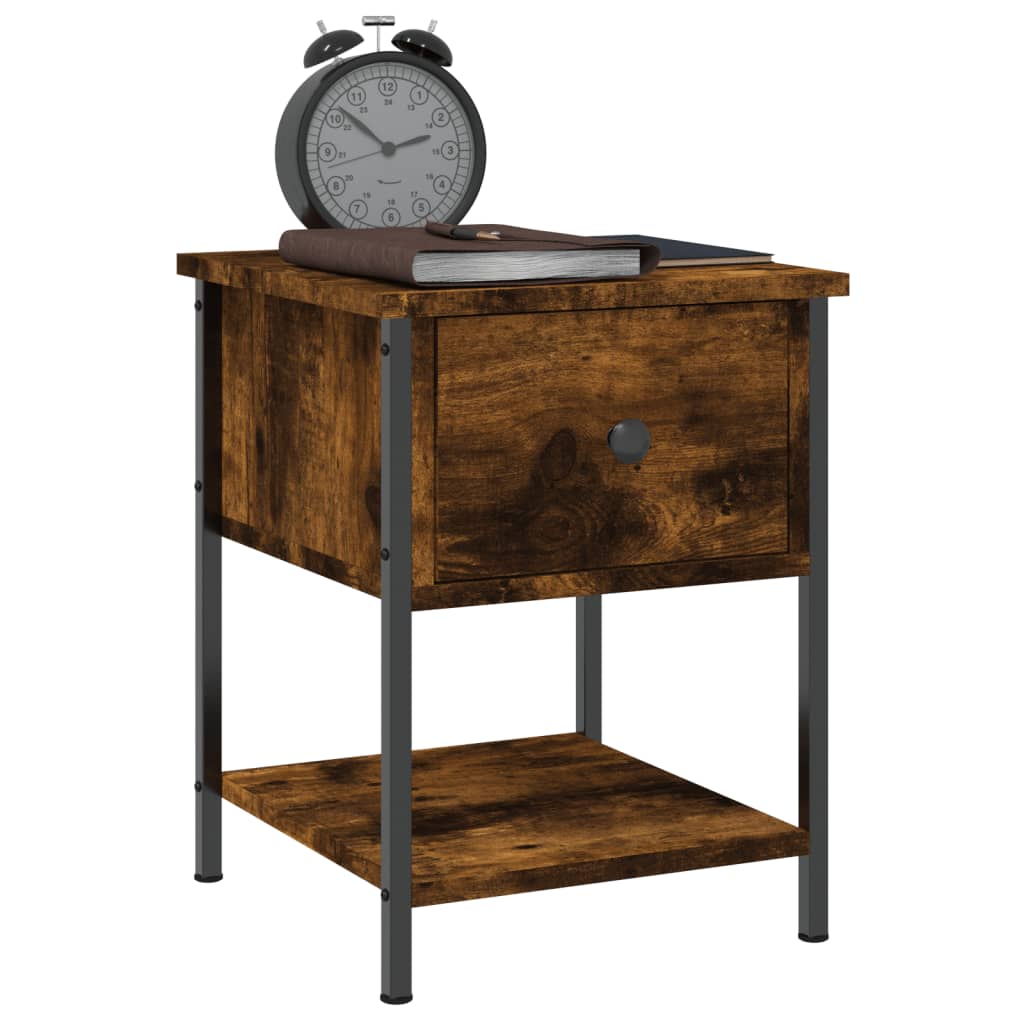 Table de chevet chêne fumé 34x35,5x45 cm bois d'ingénierie - 2