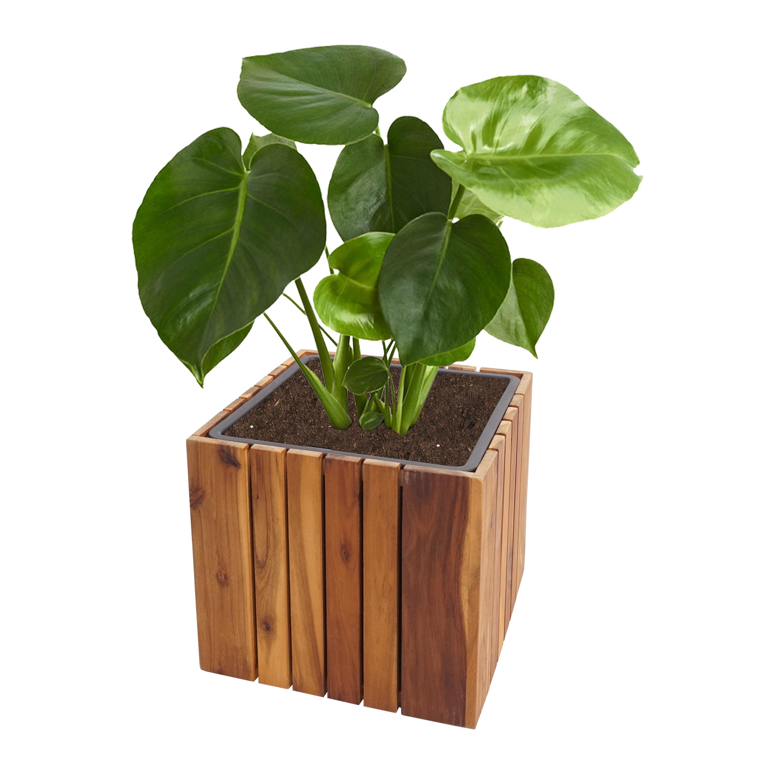 Vaso in legno per esterno Sound Naturale 21x54x19 cm