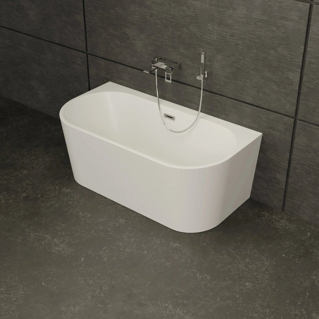 Baignoire Semi-îlot Murale Naos 150 Blanche 150 X75 X58 Cm, By Spalina