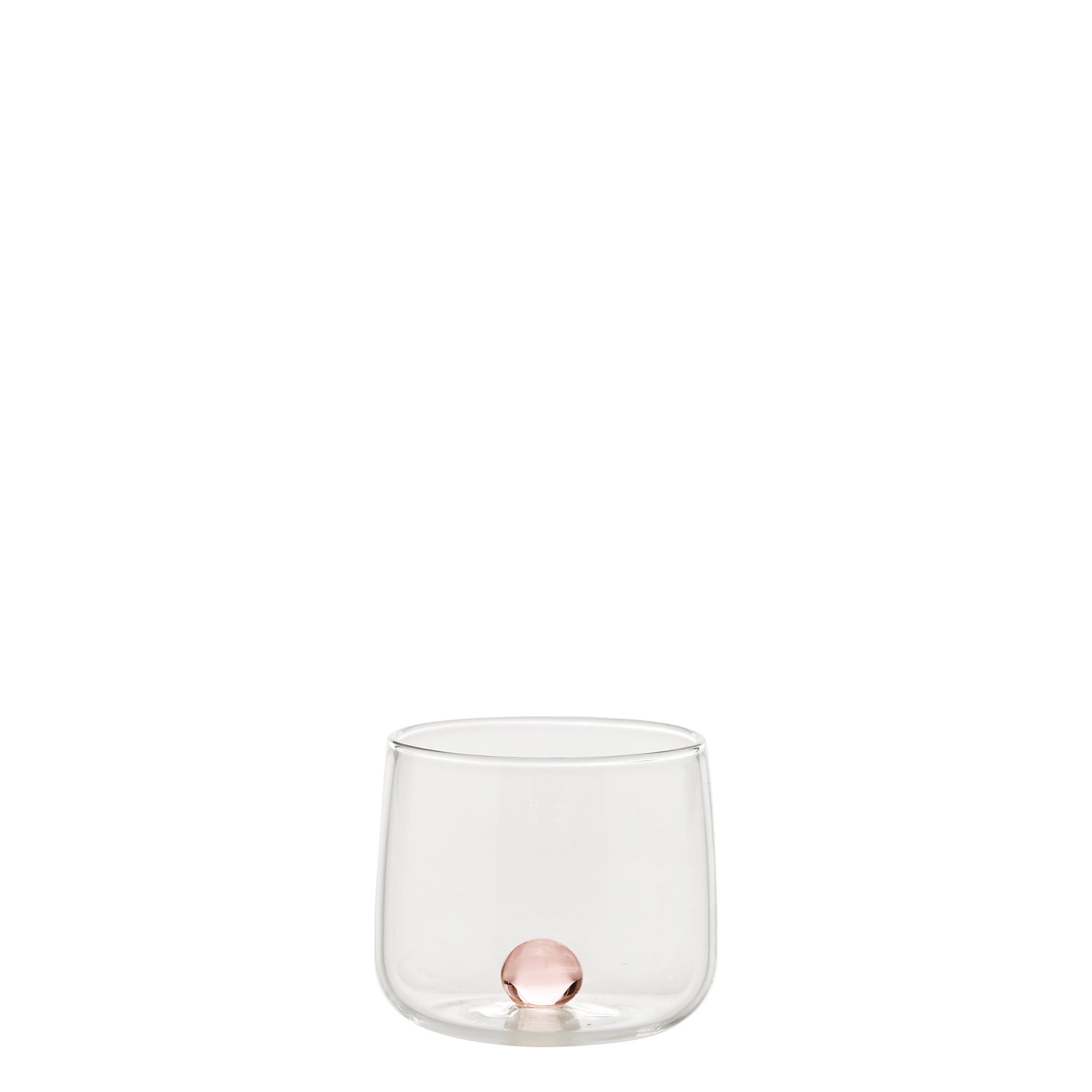 Bilia Tumbler Junior set 6 pahare de lichior din sticla borosilicata roz, design handmade cu bila decorativa, ideal pentru degustari 6buc