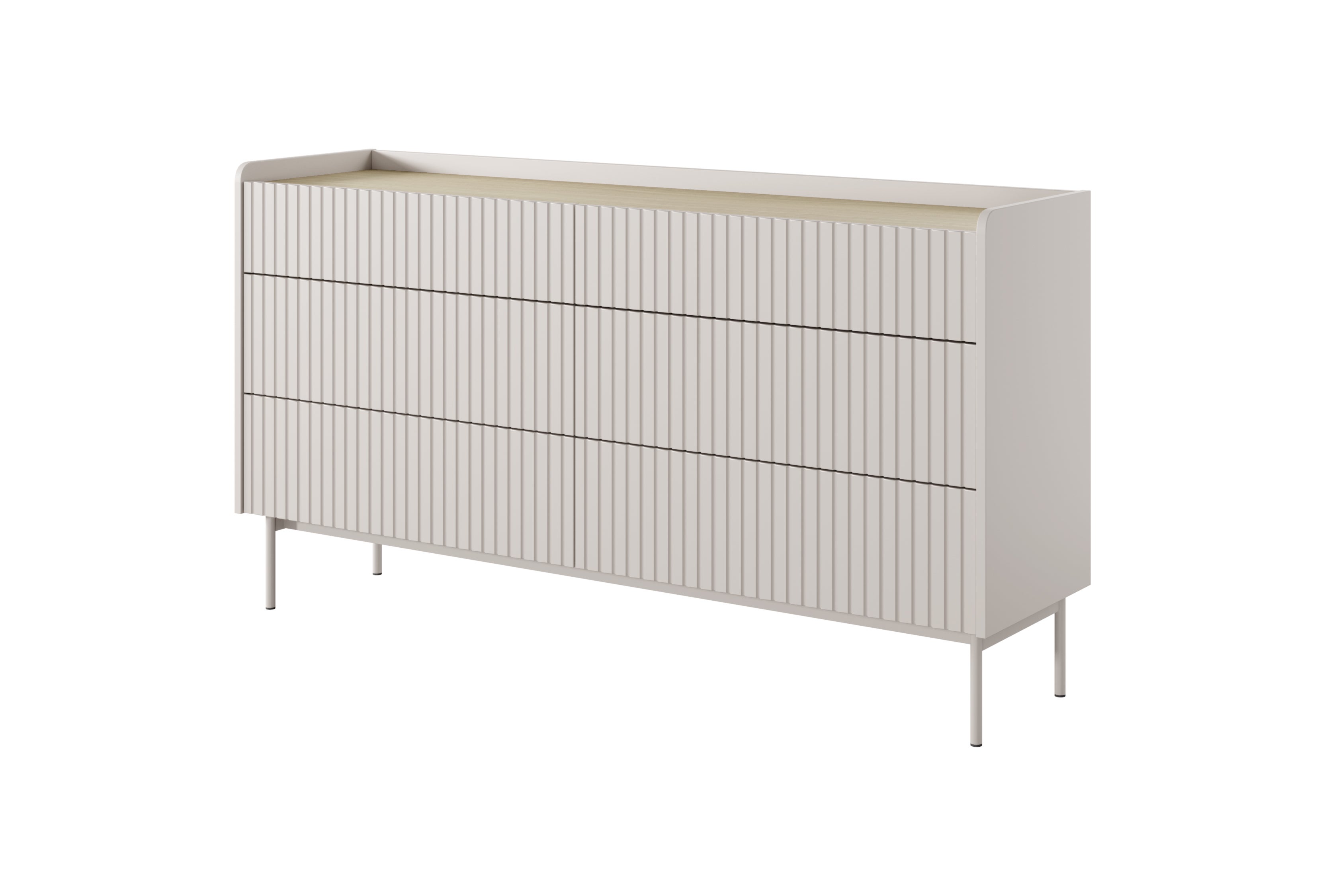 Komoda: 6 szuflad, kaszmir, 153 x 82,2 x 38 cm