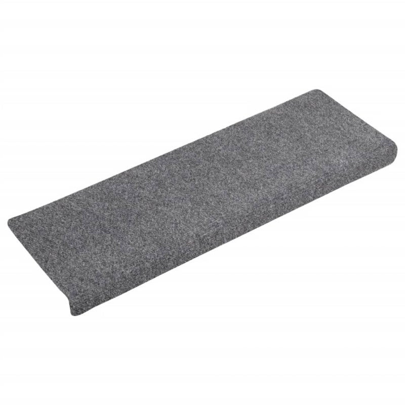 Tappetini per scale autoadesivi 15 pz 65x21x4 cm Grigio chiaro bordo rettangolare vidaXL - 3