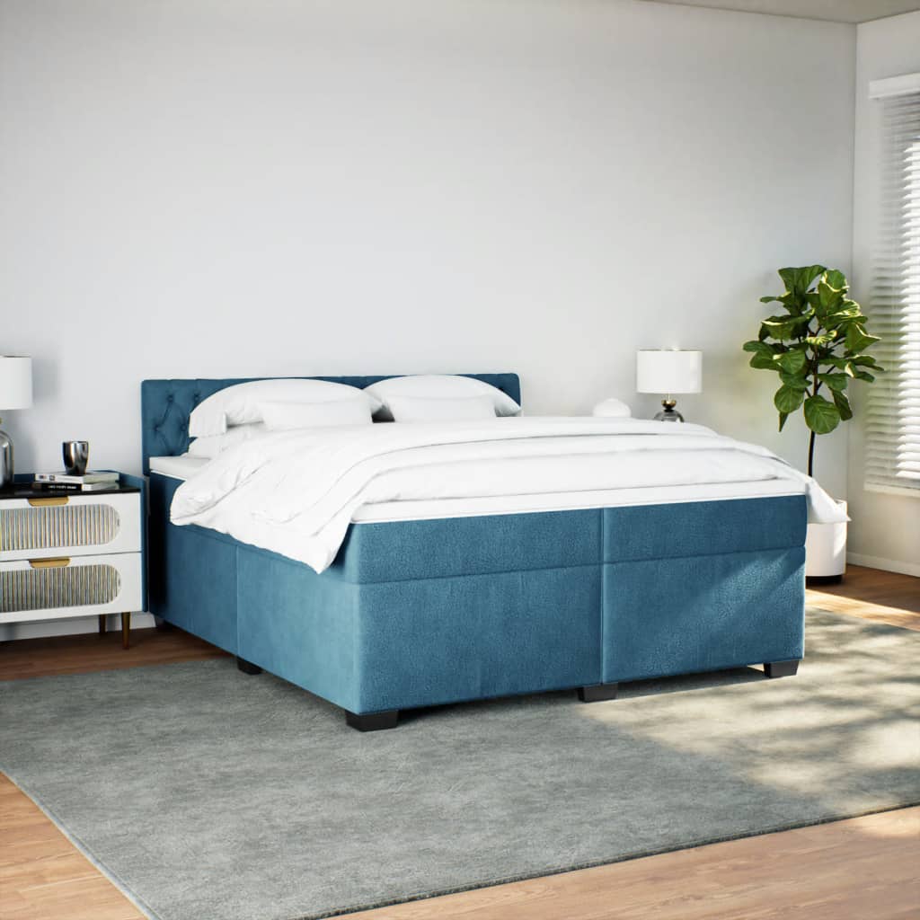 Maison Exclusive - Sommier à lattes de lit et matelas Bleu 200x200 cm velours - 5