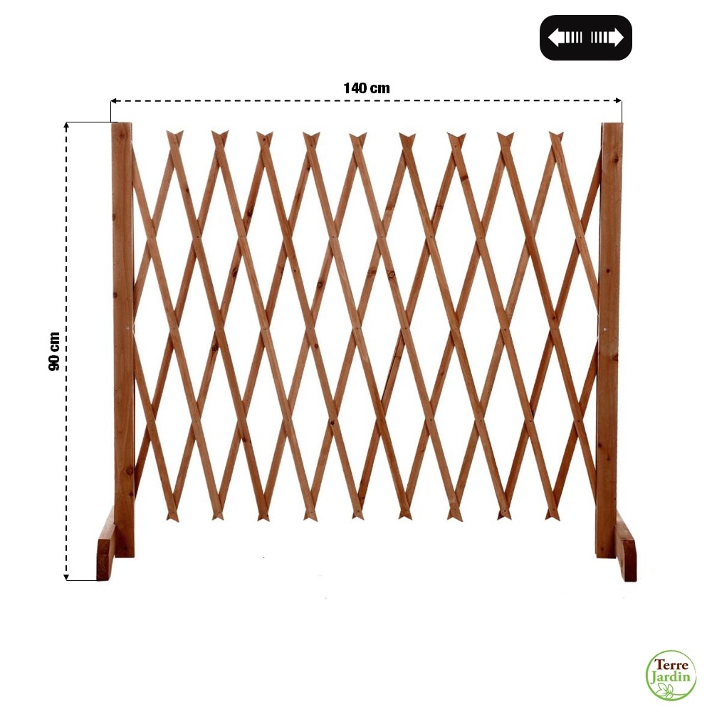 Barrière de sécurité extensible - 30 à 150 cm x 90 cm - Barrière de protection en bois - 3