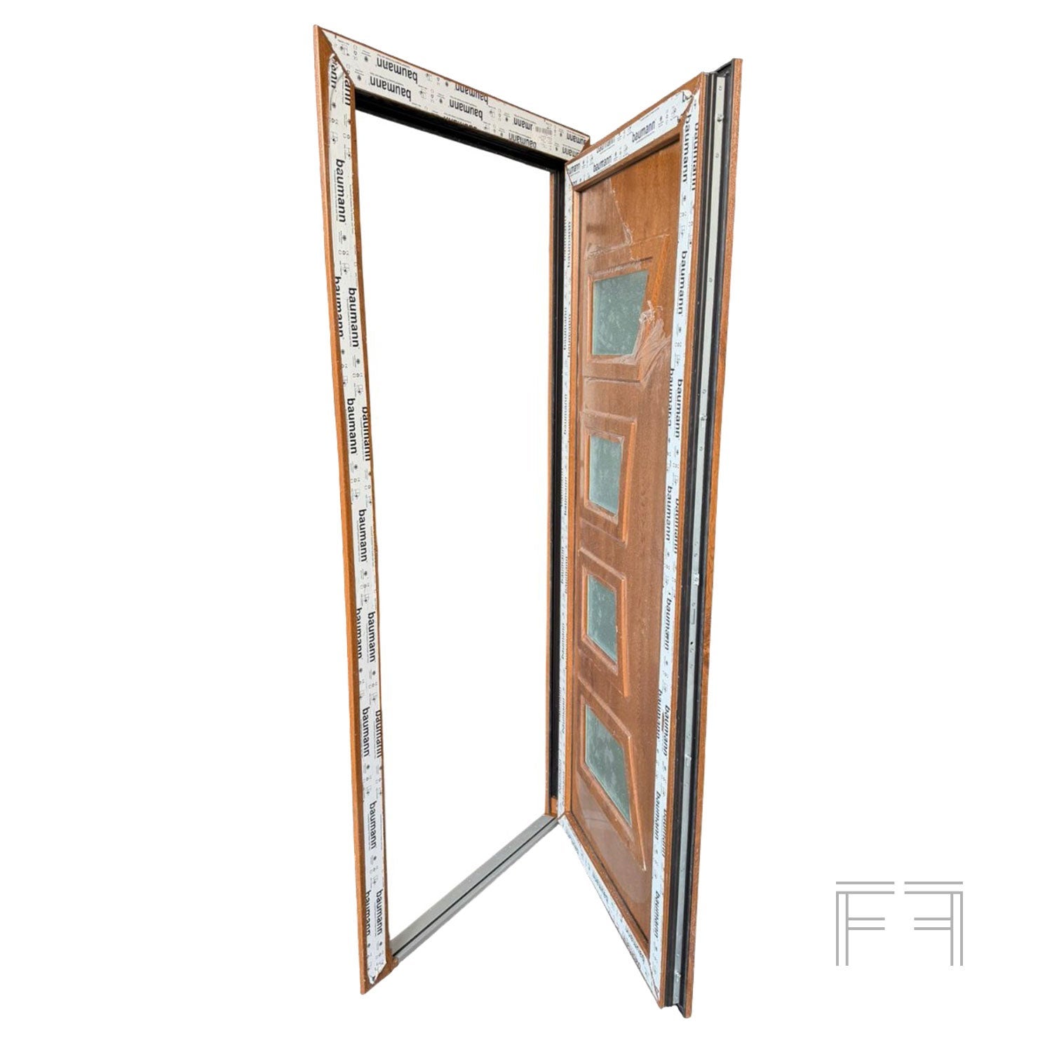 Puerta de entrada roble MG1 en PVC L90x H210, Apertura de tirar a la derecha (vista interior) - 4