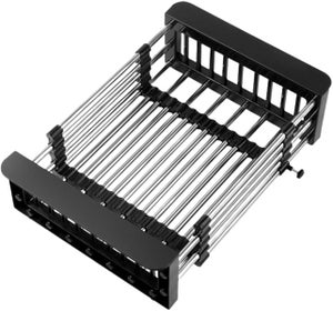 Porte-Éponge/Organisateur De Robinet - Acier Inoxydable - Pour Salle De Bain Ou Cuisine - Réglable, Ventilé - Noir Ou Blanc