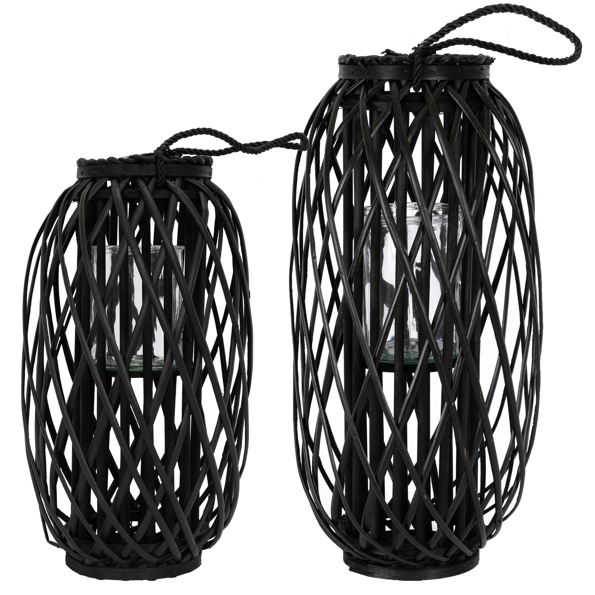 Lanternes De Jardin étoile Métal Noir - Lot De 2 (58 Cm Et 41 Cm) Avec Vitres Verre - Décoration Extérieure - 7