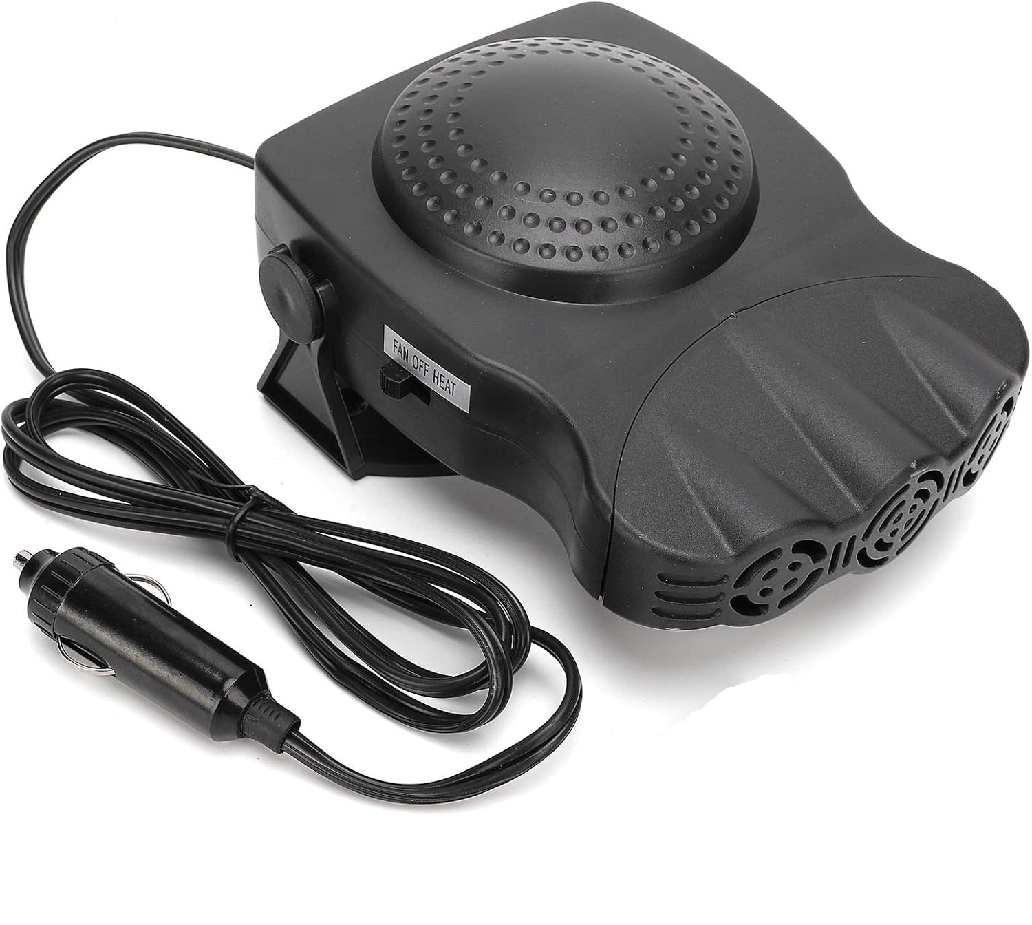 Ogrzewanie samochodowe 2 w 1 12 V 150 W, odmrażacz szyby przedniej, chłodziarka i zapalniczka samochodowa, czarne.