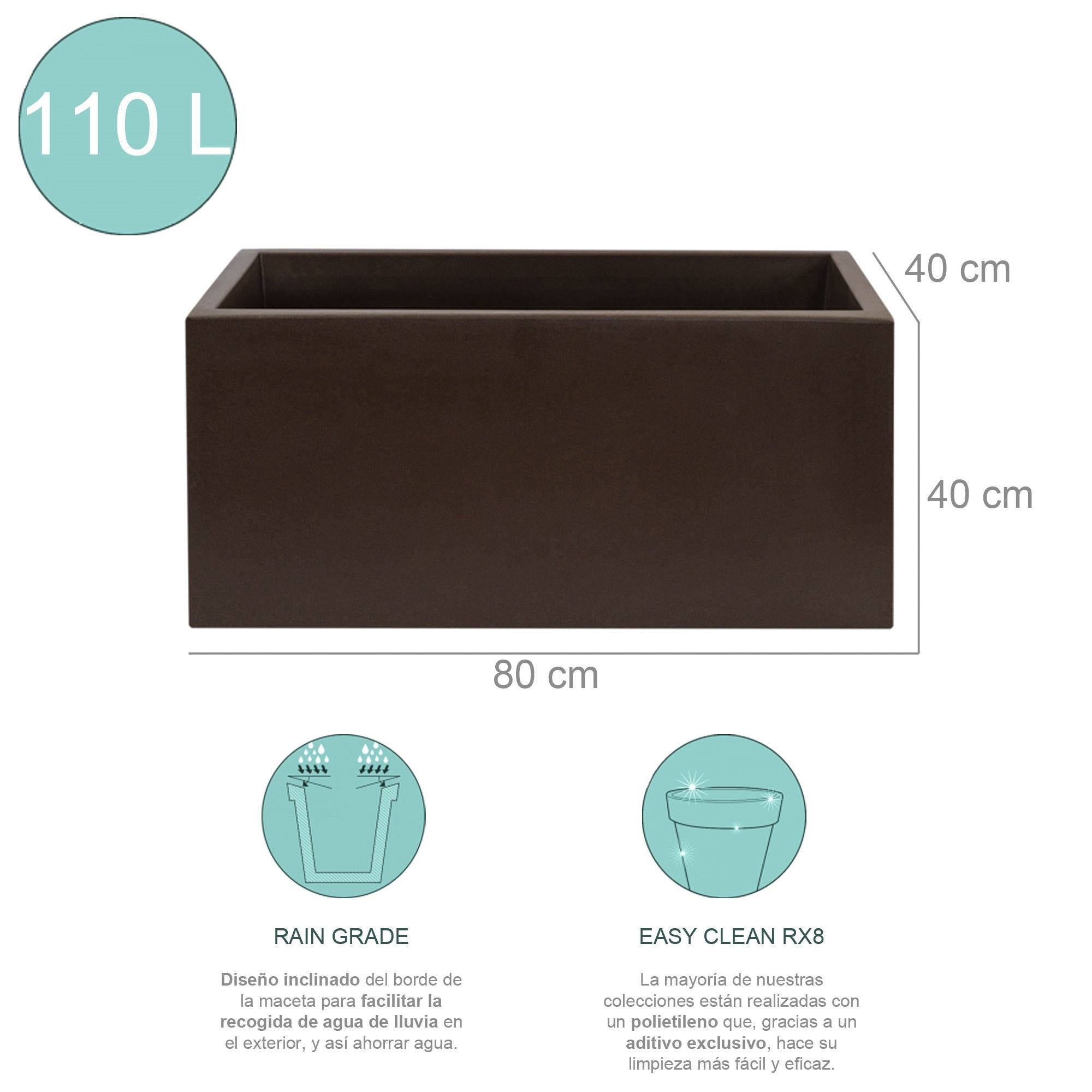 Pot de fleurs WellHome en polyéthylène bronze 80x40x40 cm - 2