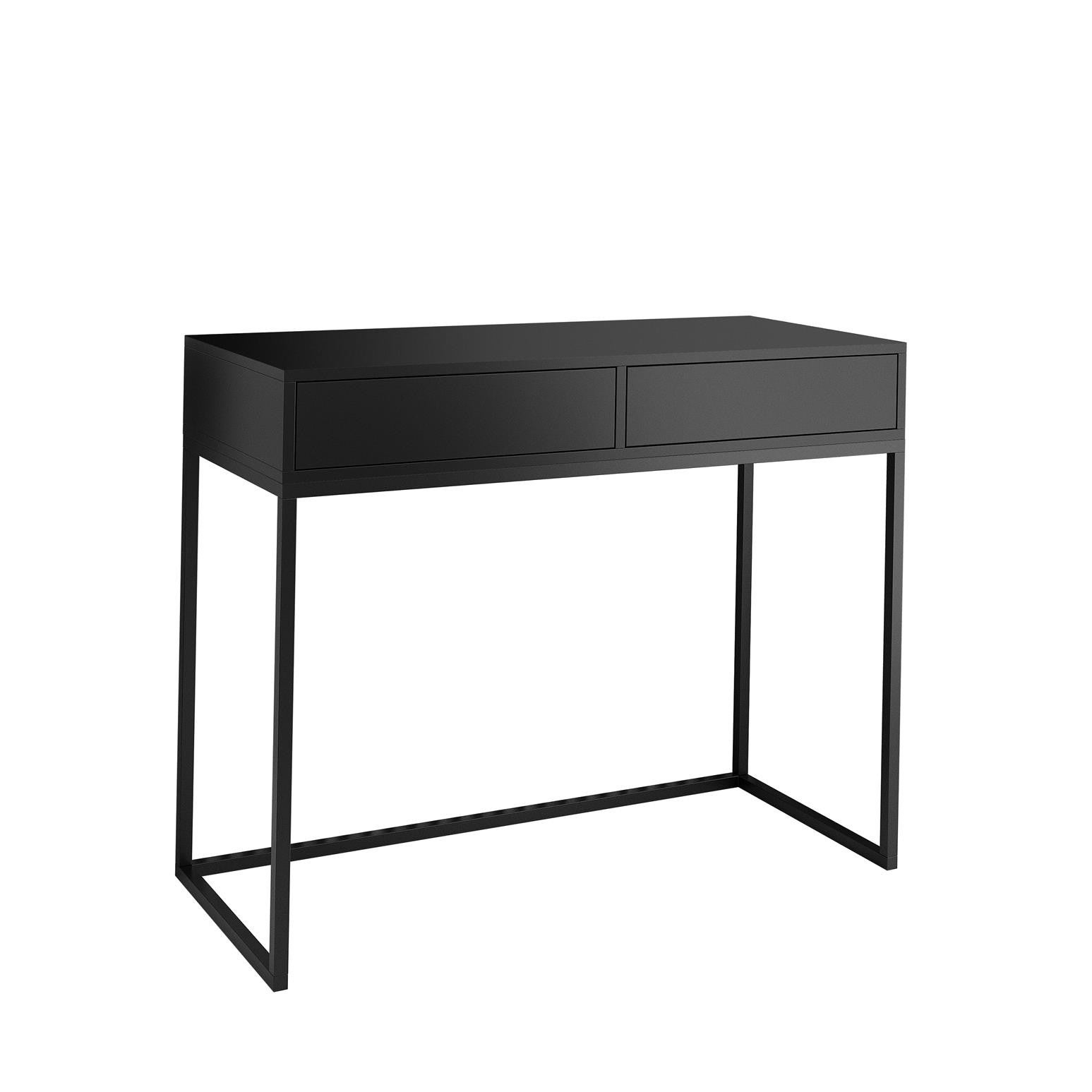Loftowa czarna toaletka 80 CUBIC z czarnym metalowym stelażem – Minimalistyczna toaletka do nowoczesnych wnętrz
