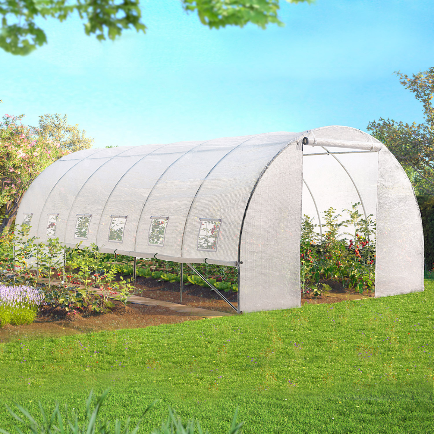 Serre tunnel de jardin 4 saisons 18M² blanche gamme maraîchère CRIMÉE 6x3M - 5