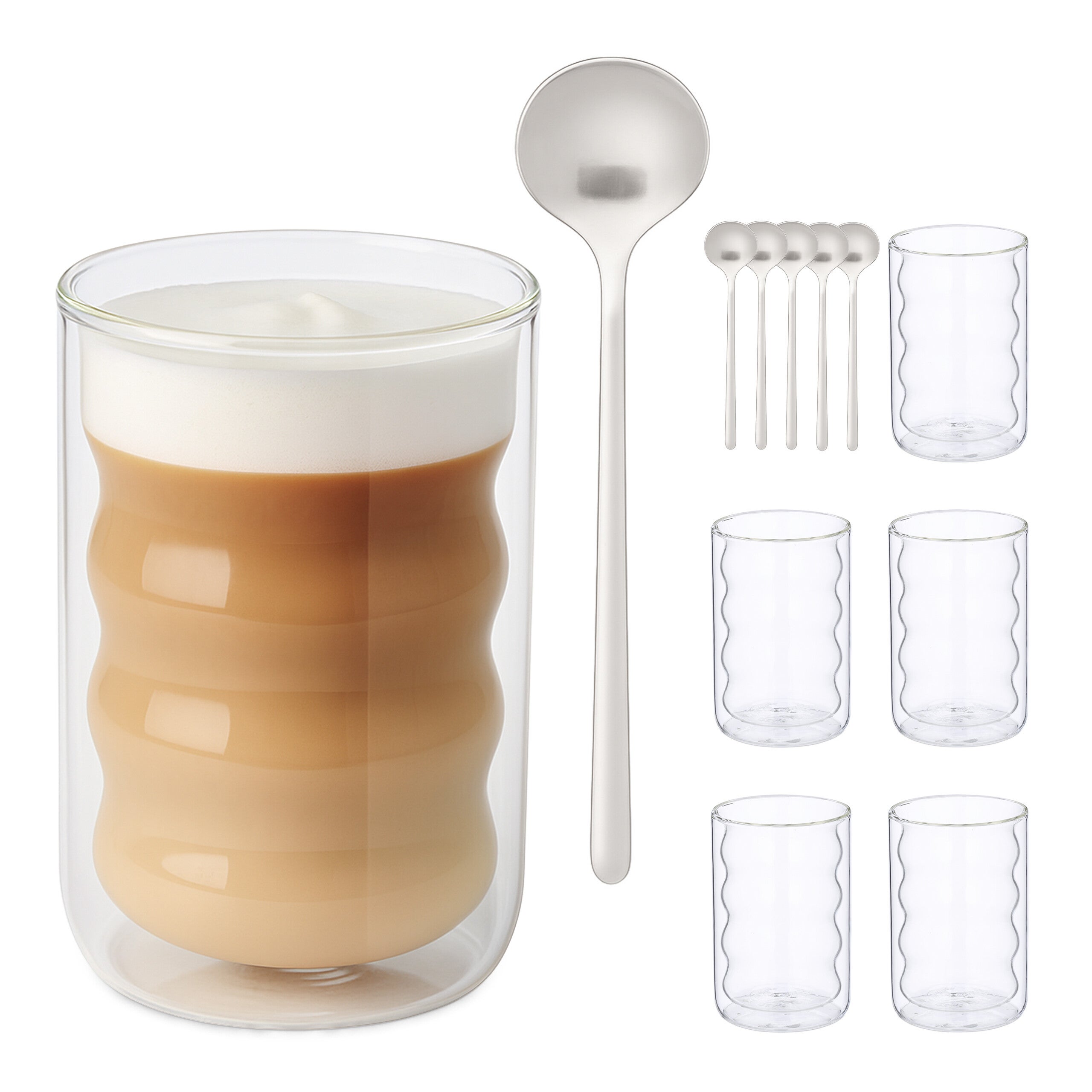 Bicchieri In Vetro Borosilicato A Doppia Parete 350 Ml, Tazze Da Caffè E Tè Con Manico, Resistenti Al Calore, Adatti Per Latte Macchiato E Cappuccino - 2