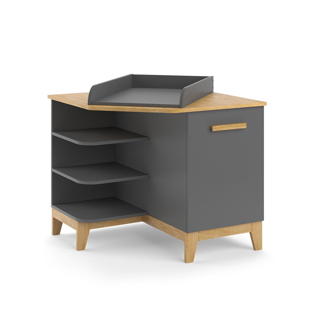 Fasciatoio VitaliSpa Malia XL - Grigio/Rovere, 133x98 Cm Con 3 Cassetti Per Camera Bambini - Foto 13