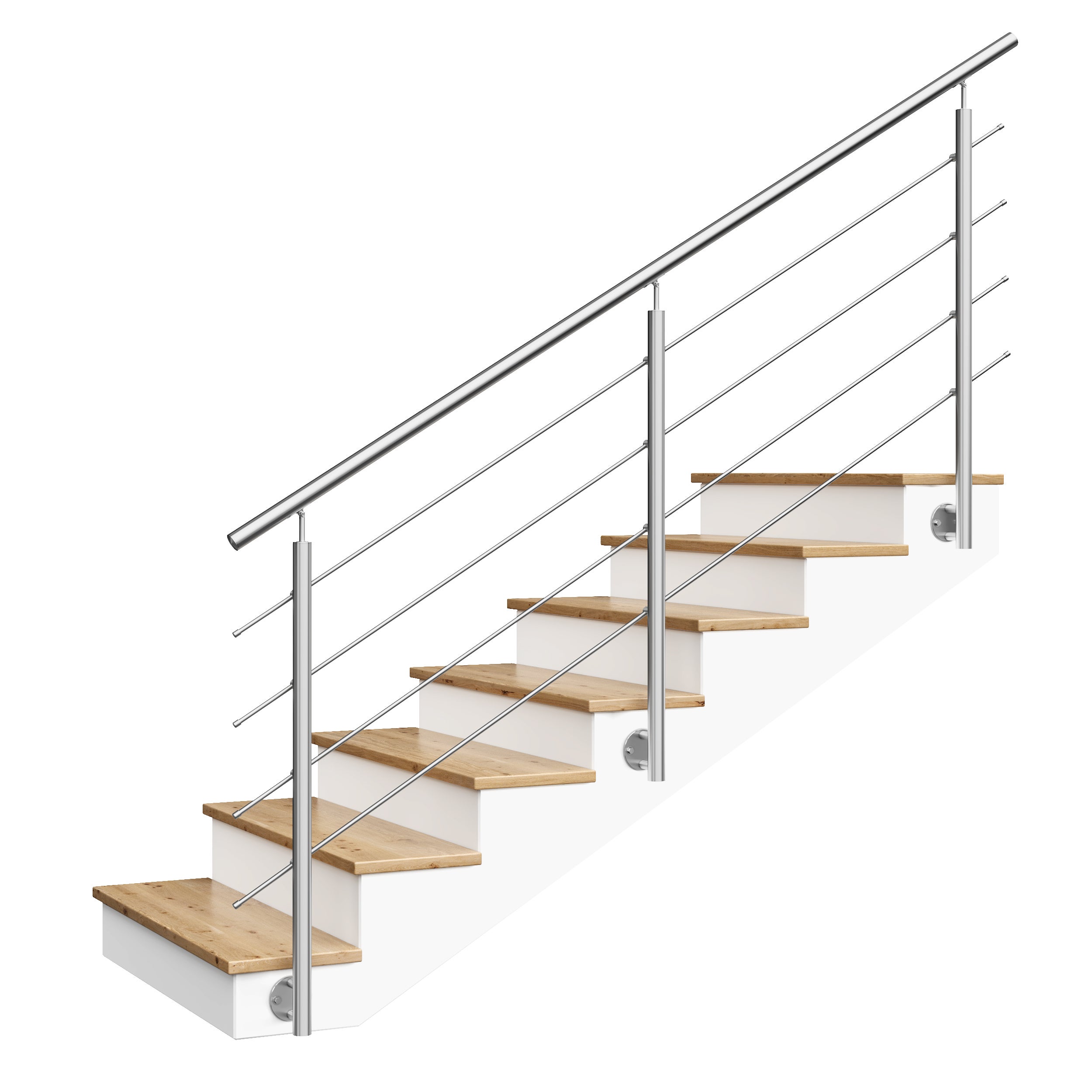 Balustrada schodowa - długość 300 cm, barierka AVIS, 4 x fi12 mm, stal nierdzewna, szlifowana