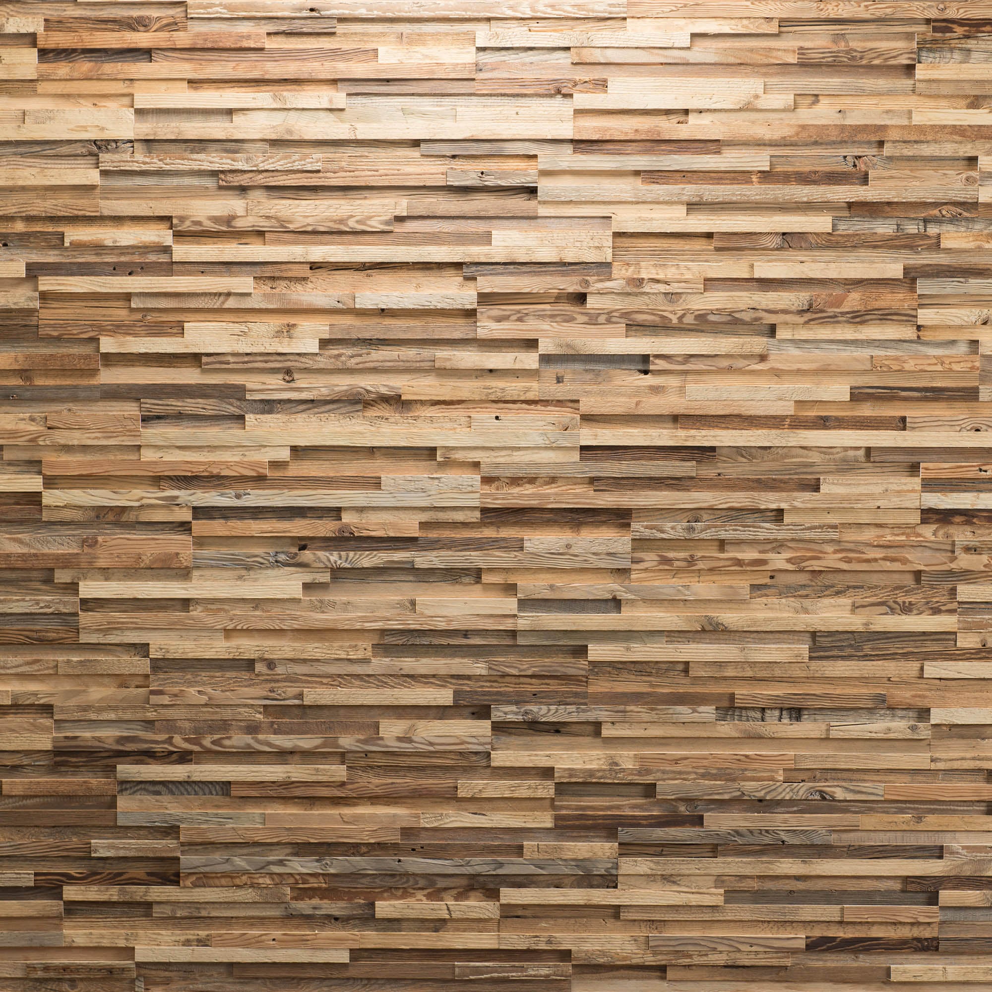Plaquette de parement en bois effet 3D A PRIORI - Bois récupéré - 72 x 10cm - 14 panneaux - 1m² - 8