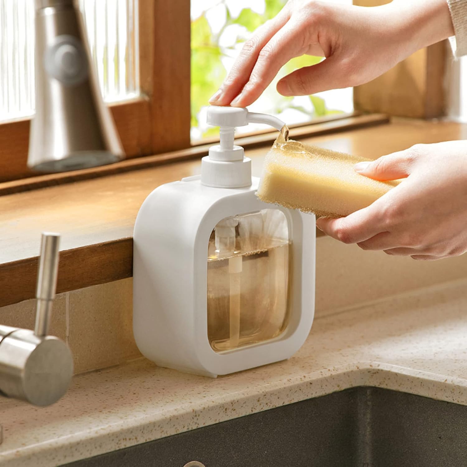 Distributeur de savon rechargeable pour cuisine et salle de bain, 300 ml, lot de 2 - 4