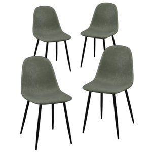 Sedia Andrea, Ghiaccio, Set Da 2 Sedie, Sedie In Ecopelle, Gambe Legno Sedia Cucina Sedia Sala Da Pranzo