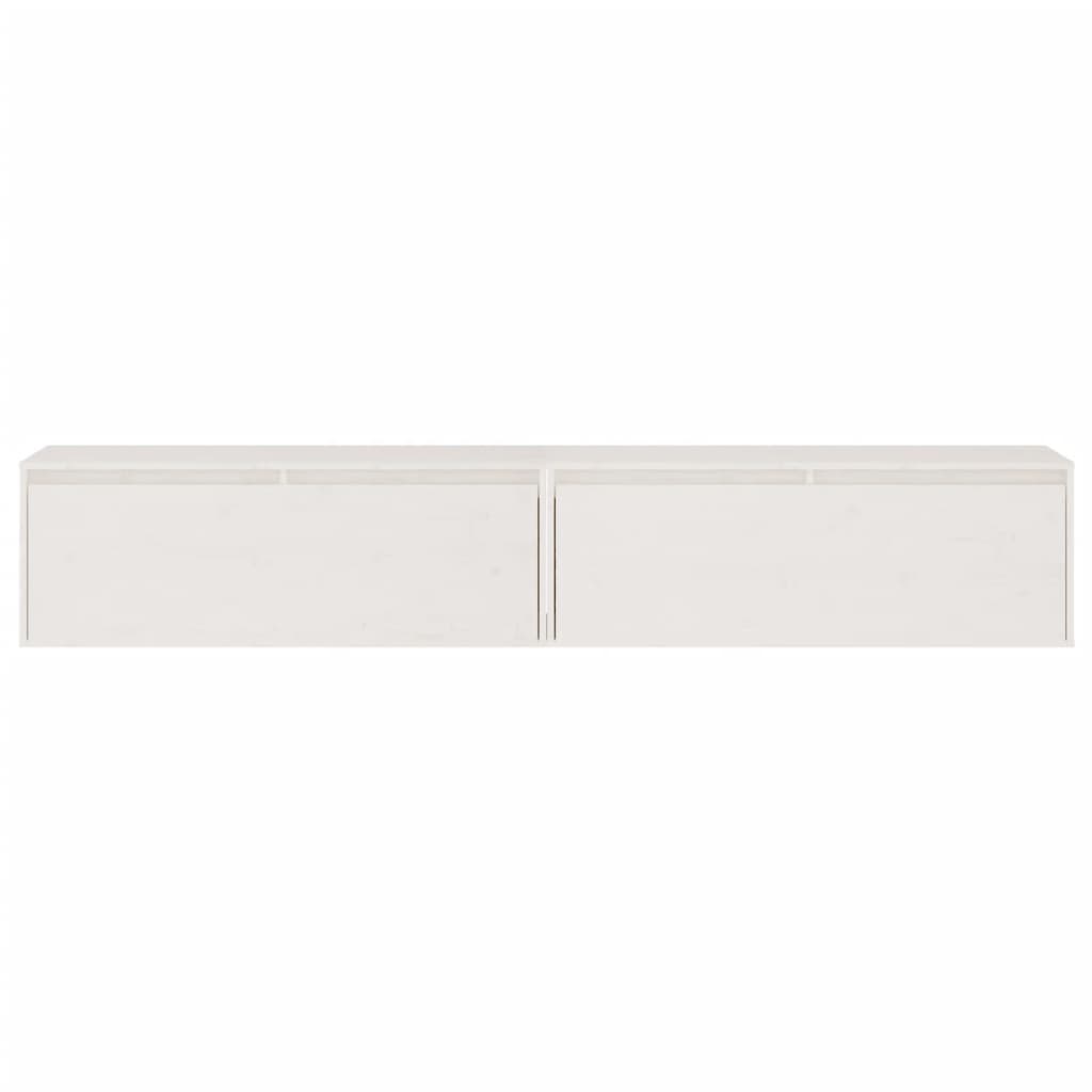 Maison Exclusive - Armario de pared 2 uds madera maciza de pino blanco 100x30x35cm - 5