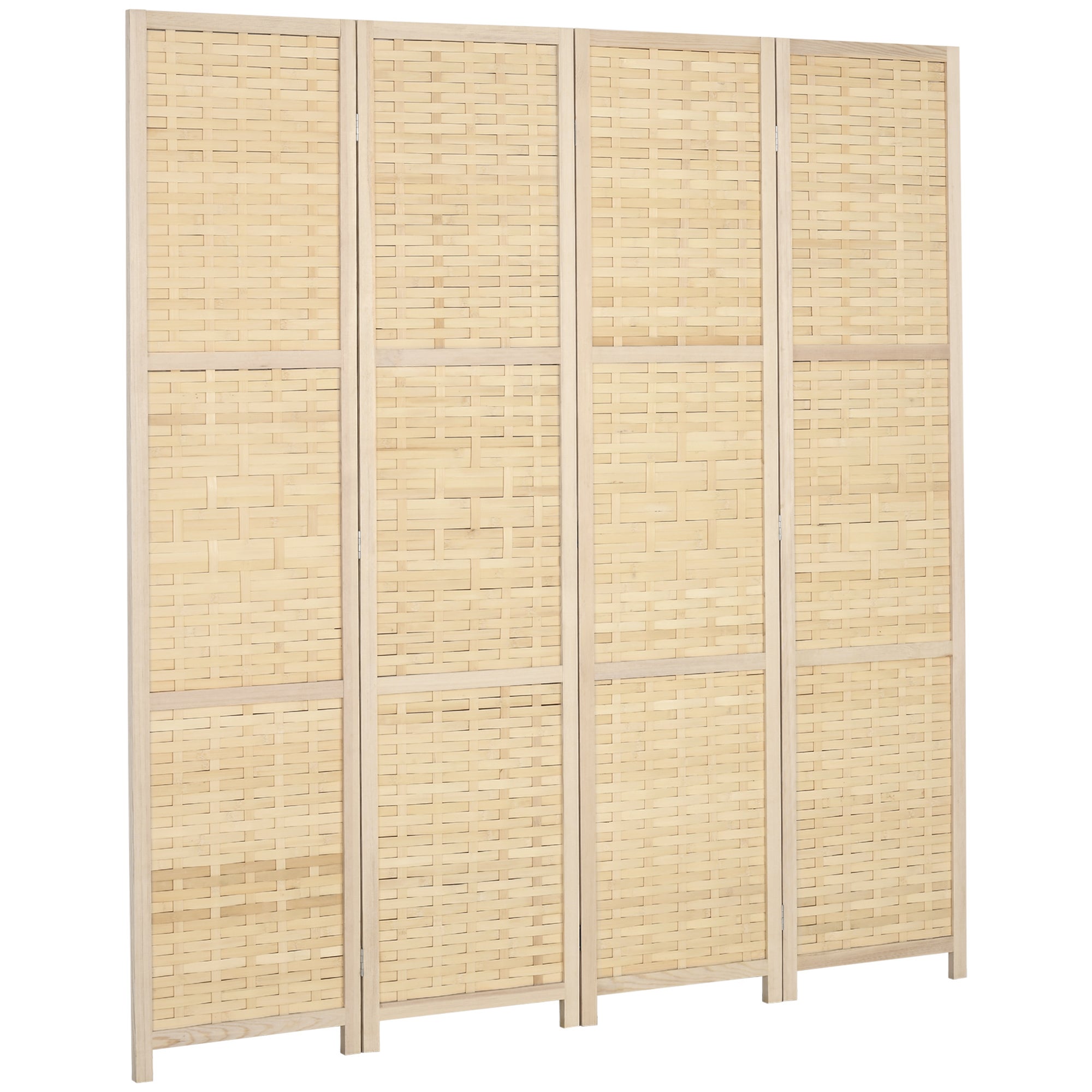 Moustiquaire intérieure 4 portes bois bambou tissé séparation pliante économisant espace hauteur 170 cm naturelle - 2