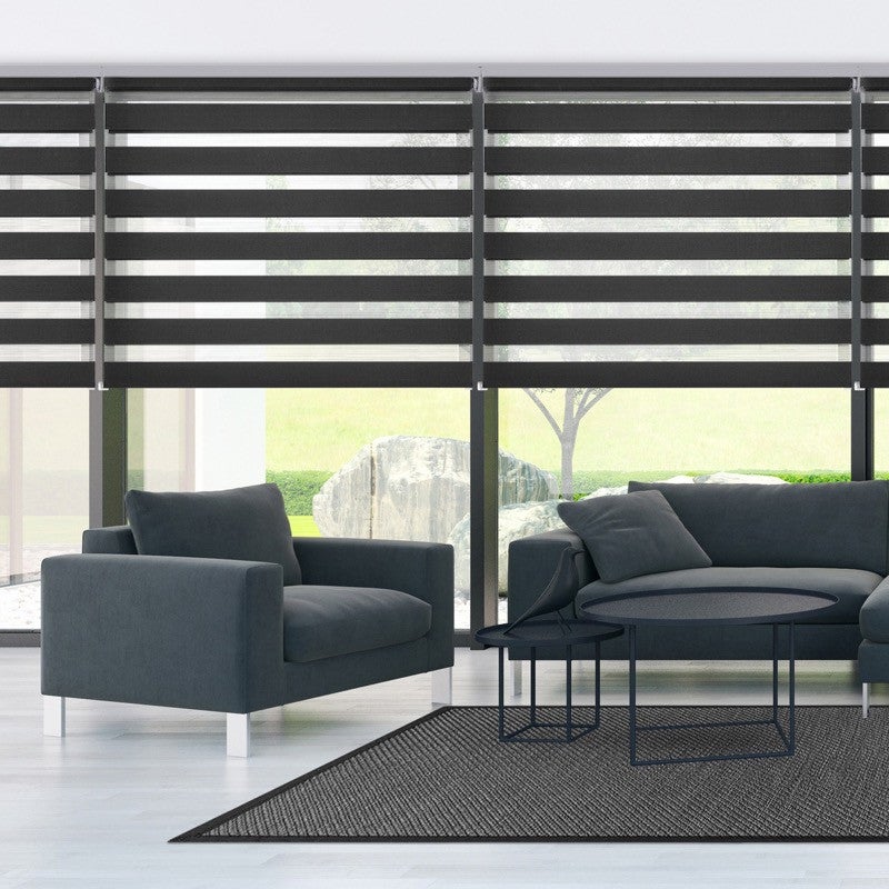 Estores noche y día duolux, estores enrollables de interior para salón, cocina, gris grafito 160x180cm