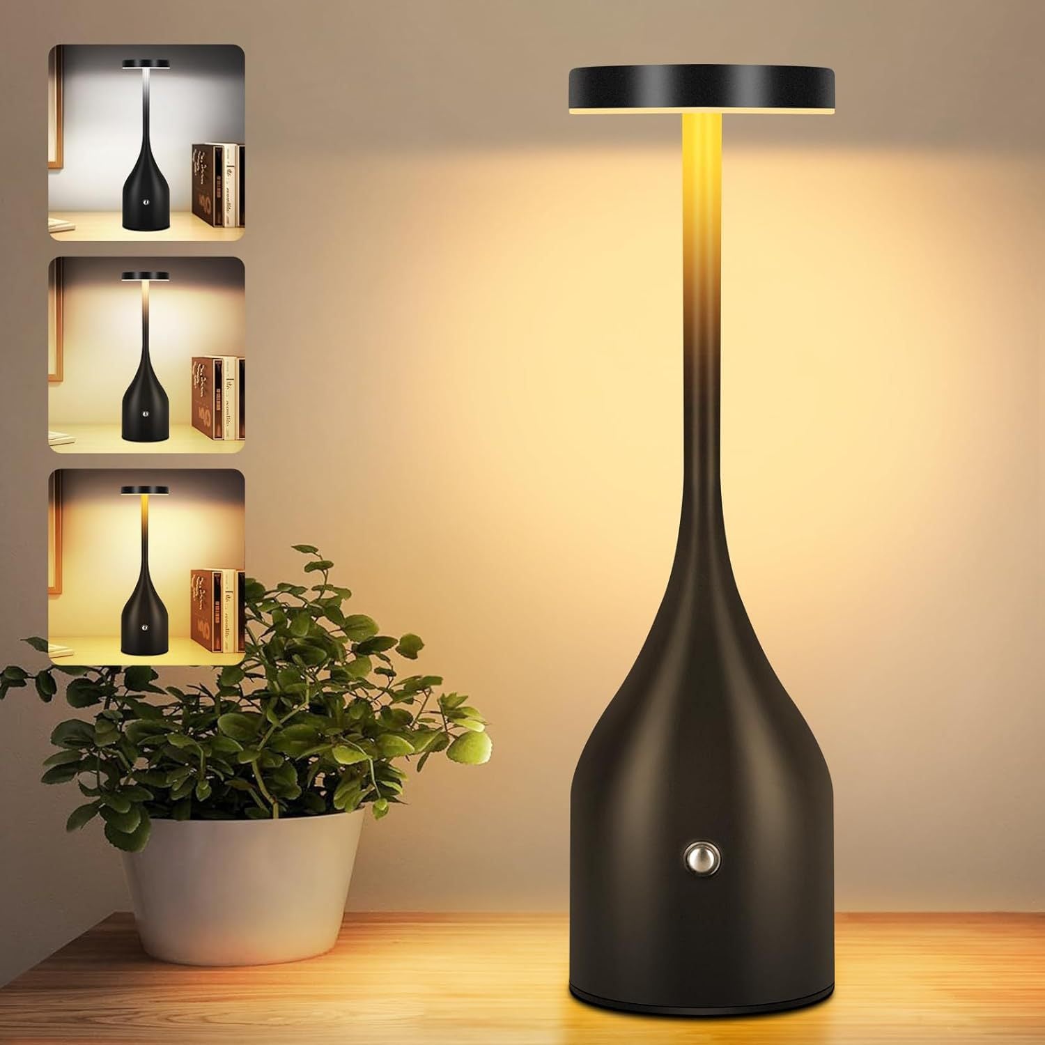 Bezprzewodowa lampka biurkowa LED, dotykowa lampka biurkowa ze ściemnianiem, przenośna lampka nocna USB do ładowania do biura i sypialni, 1 sztuka