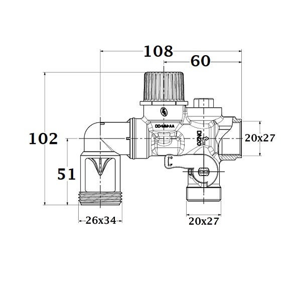 Groupe de sécurité chauffe-eau NF coudé siège téflonné anti-calcaire MF20x27 (3/4) NOYON & THIEBAULT - 2