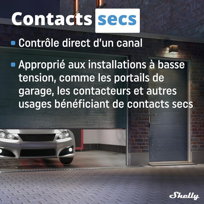 Shelly Plus 1 - Relais interrupteur connecté - 16A - Wi-Fi&Bluetooth - Contacts secs - Commande distance porte de garage, éclairage - 4
