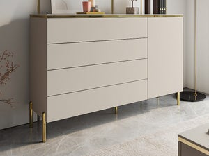 Meuble TV Avec 2 Portes - Beige Et Doré - VUKIA De Pascal MORABITO