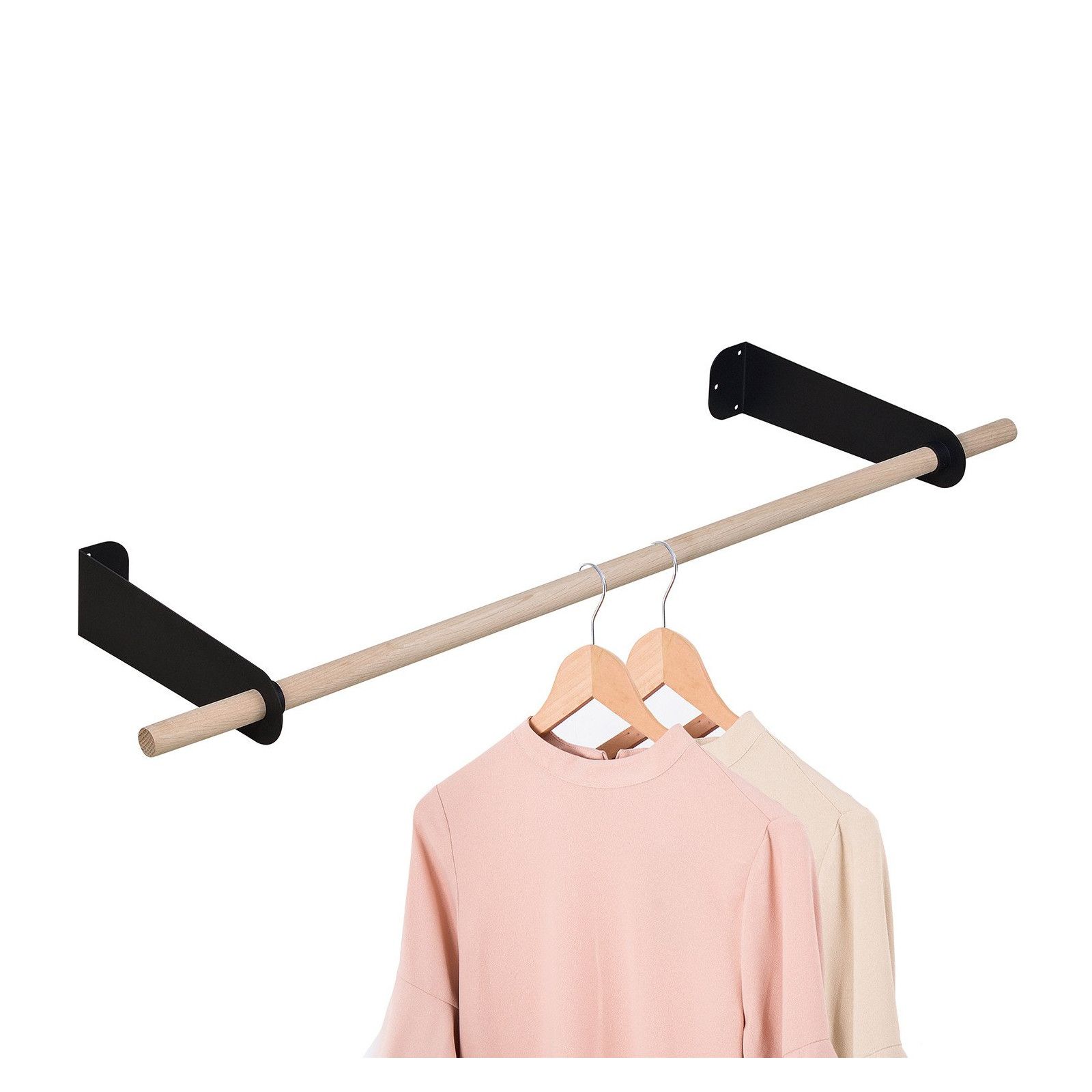 Penderie murale bois et métal L100 cm Noir YURI - 6