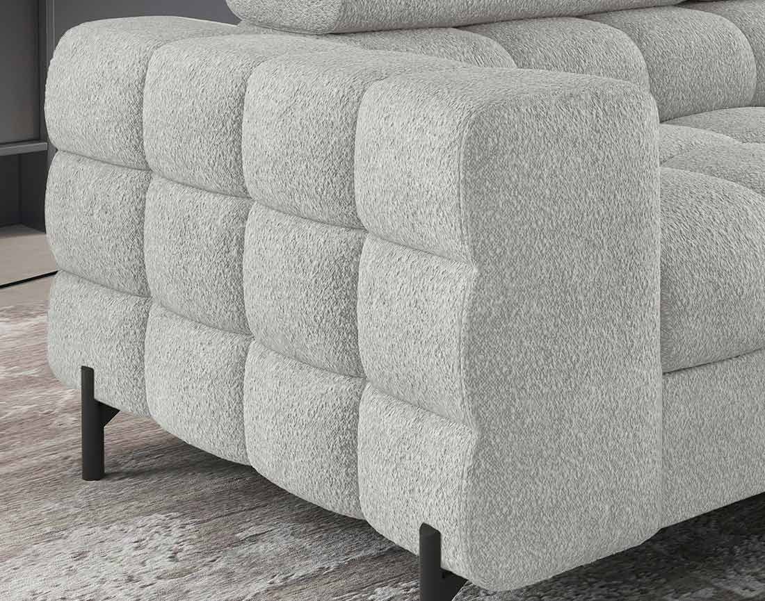 Canapé d'angle droit convertible 5 places en tissu bouclette gris clair - ELISA - Best Mobilier - 7