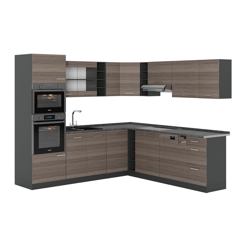 Vicco Kuchnia narożna R-Line, Szlachetny szary/antracyt, 247 x 60 cm , BP Antracyt