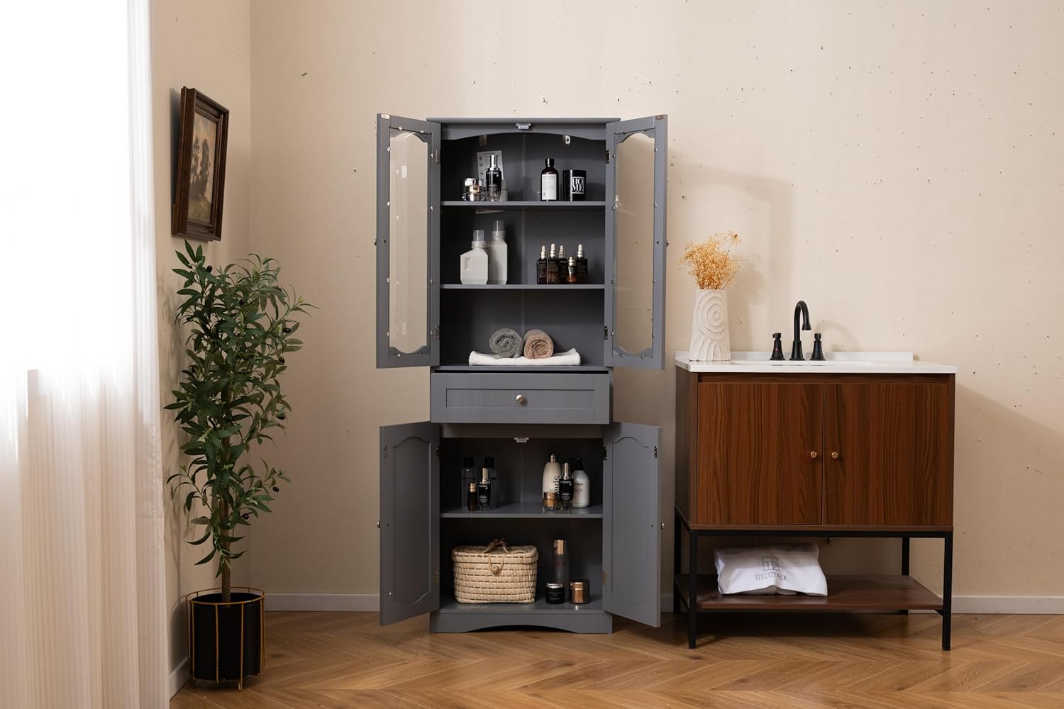DecHome Armadio Da Bagno Carta Igienica Ripiano Regolabile 18x18x75cm - 834D83