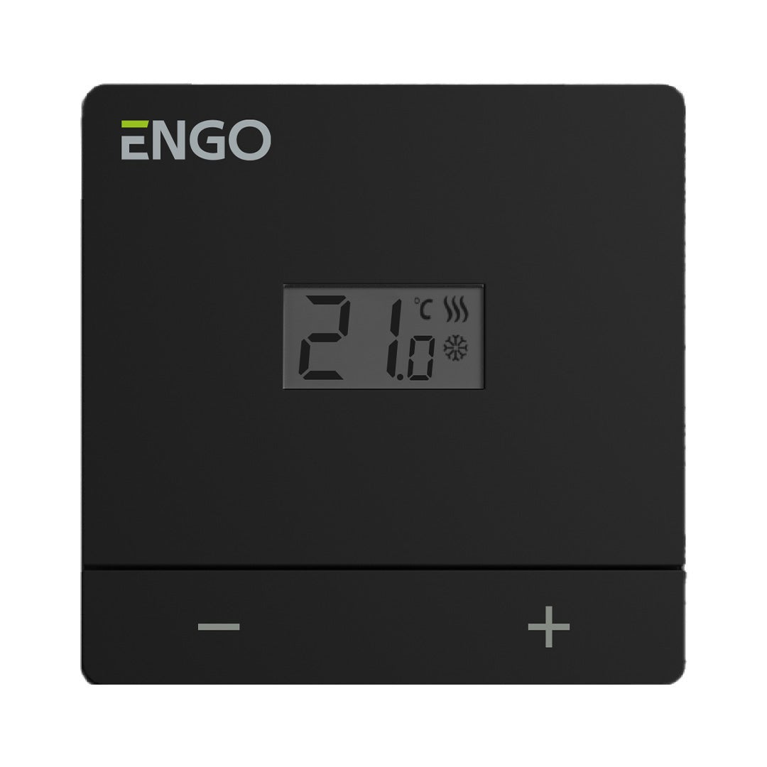 Termostat de camera aparent ENGO EASY cu fir,alimentare cu baterii, negru, ENGO