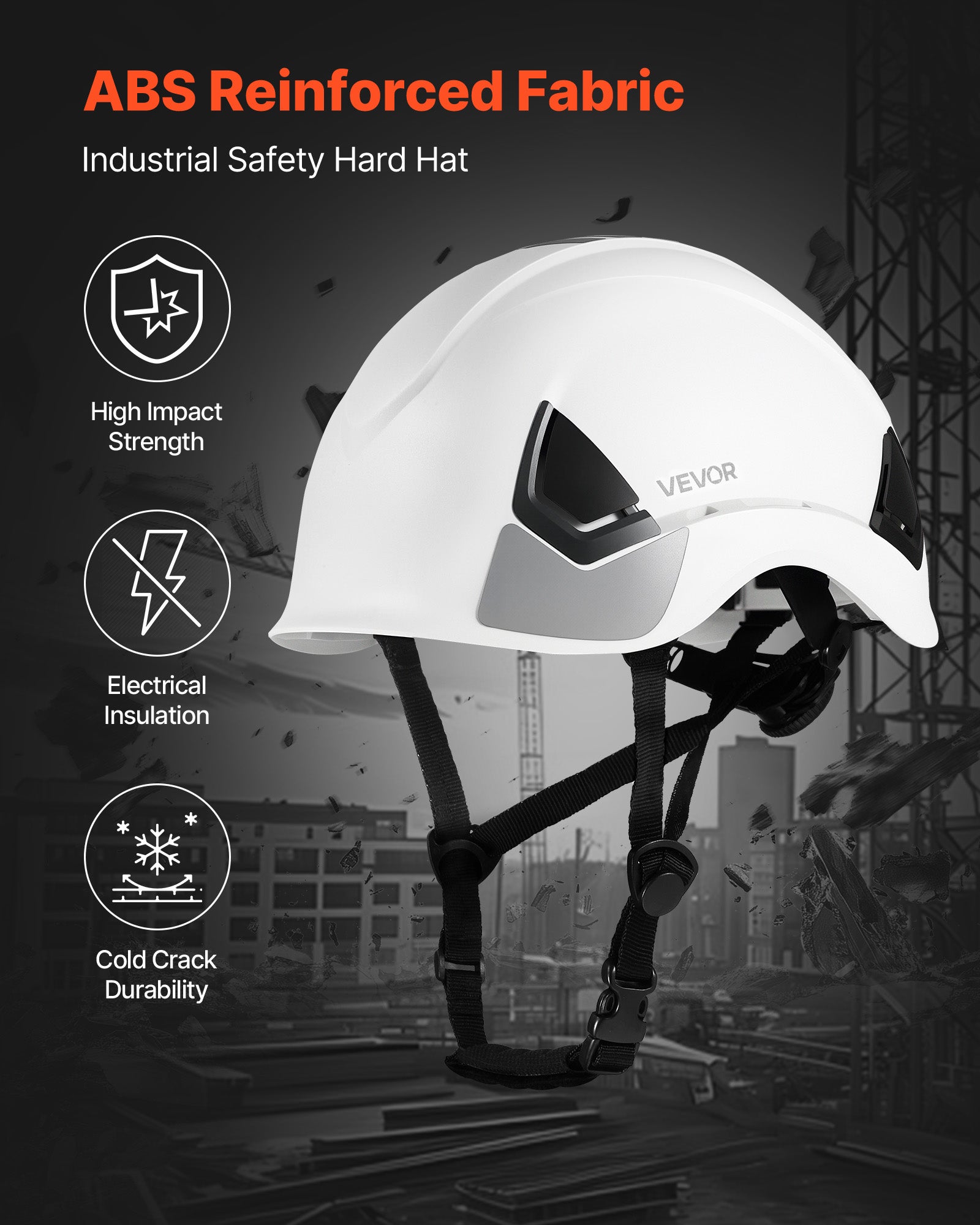 Casque de sécurité certifié ANSI/ISEA Z89.1,VEVOR ABS,suspension à cliquet 6 points,réglable et ventilé,pour hommes,femmes et adultes,constructi - 3