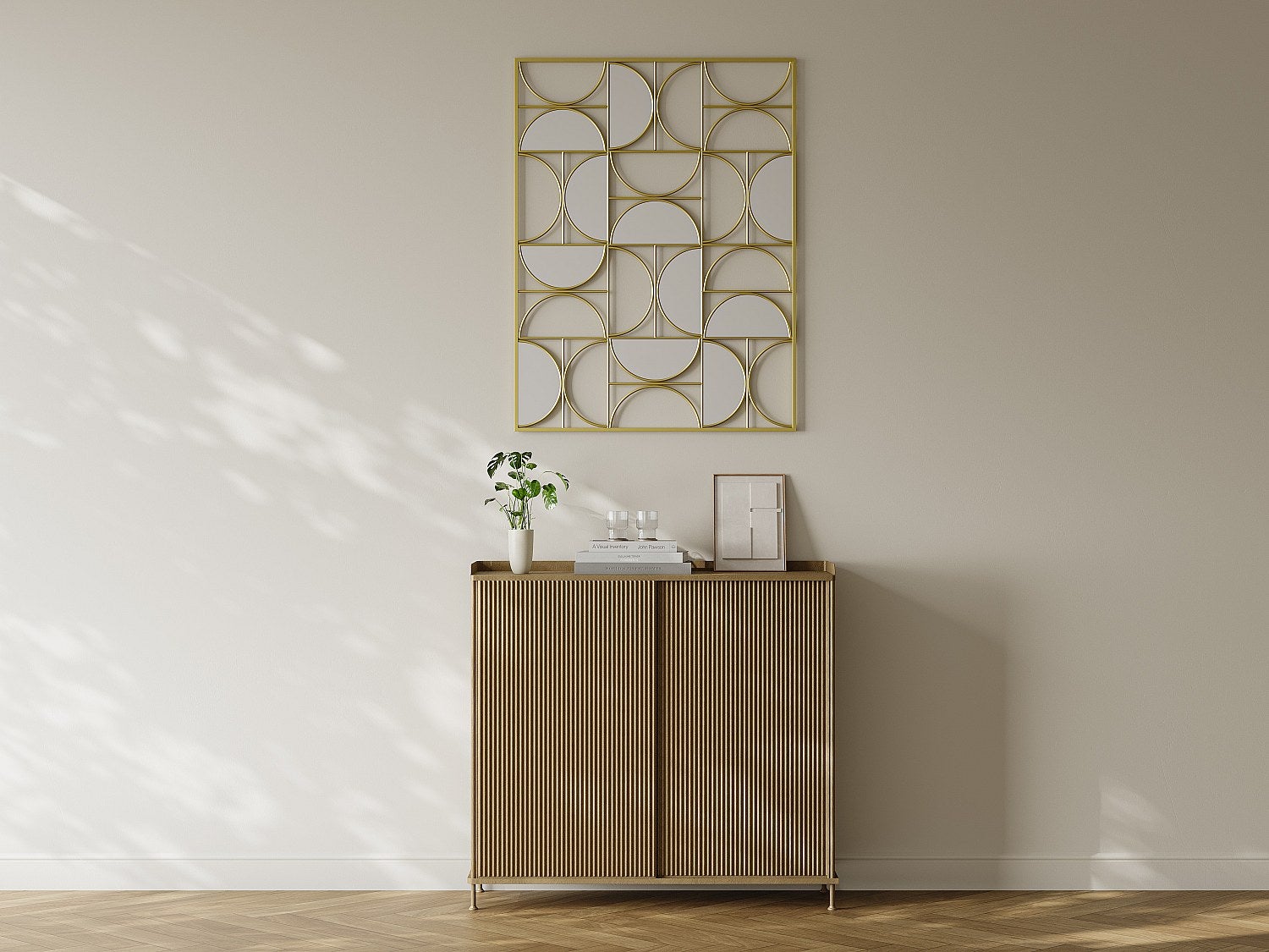 Lustro art deco metalowe asymetryczne - szer. 77 x wys. 102 cm - Złoty - TAYAN