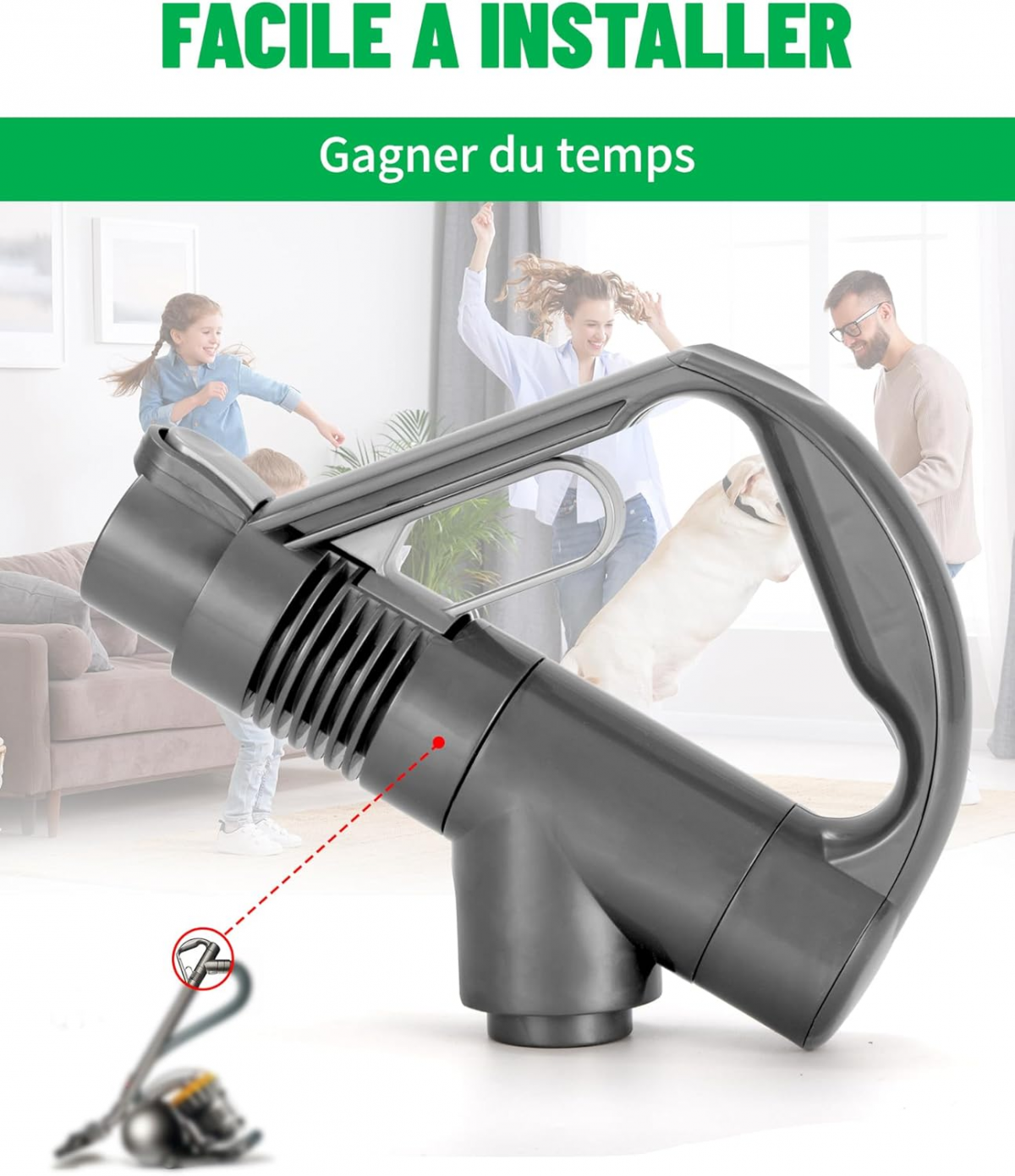 Poignée de rechange Dyson compatible DC19 DC29 DC33C DC37 DC52 – Accessoire robuste & simple à installer – Pièce détachée - 5