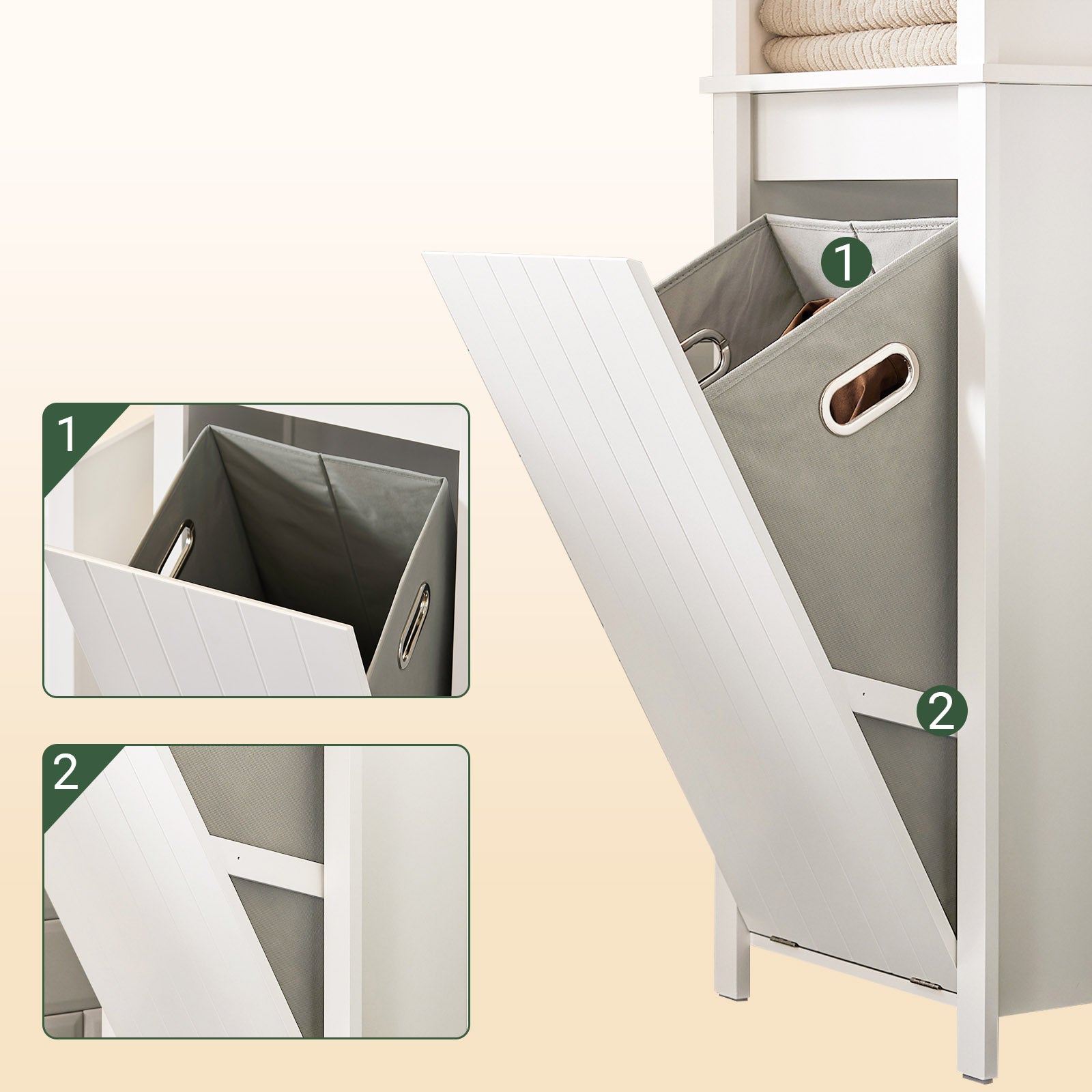 Armario Alto baño Mueble Columna de baño con 3 estantes y 1 cesto 45 x 35 x 171 cm Blanco BZR102-W SoBuy ES - 7