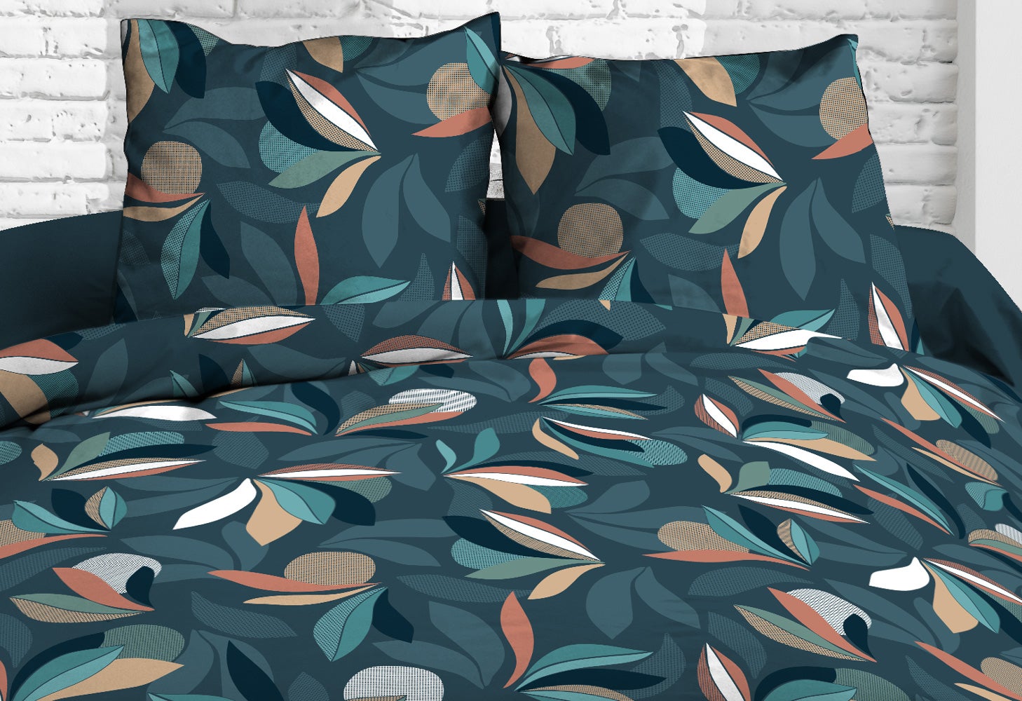 Parure Drap plat + drap-housse 140x190 + 2 T - Pur coton 57 fils - Lena - 3