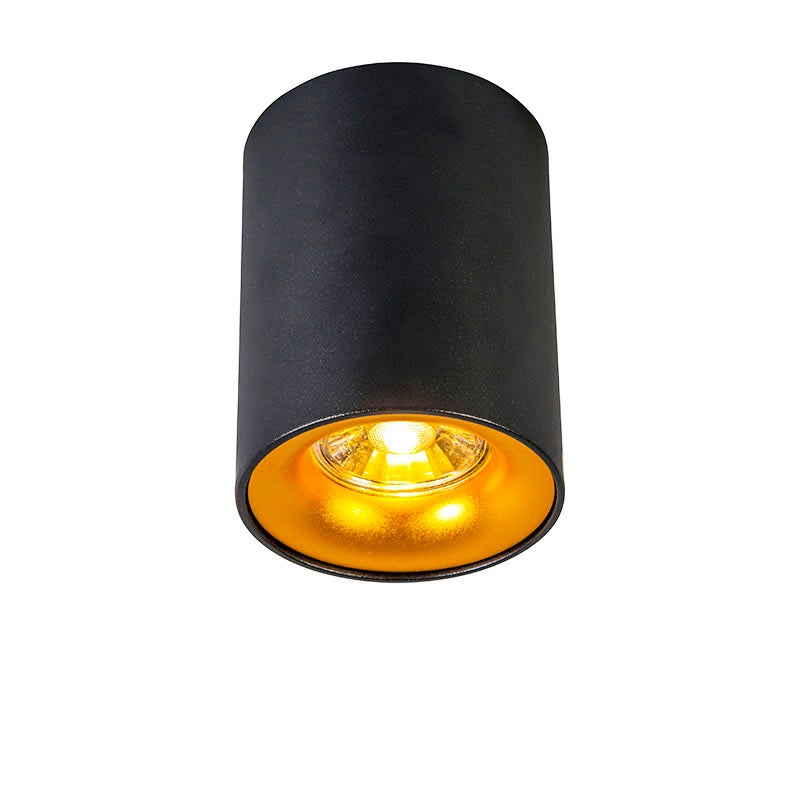 Nowoczesny reflektor czarny ze złotem - Ronda