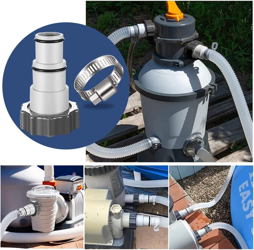 4 pièces, adaptateur de piscine Intex type A et B, adaptateur de tuyau de pompe, raccord de tuyau de piscine de 32 mm et 38 mm de diamètre - 5