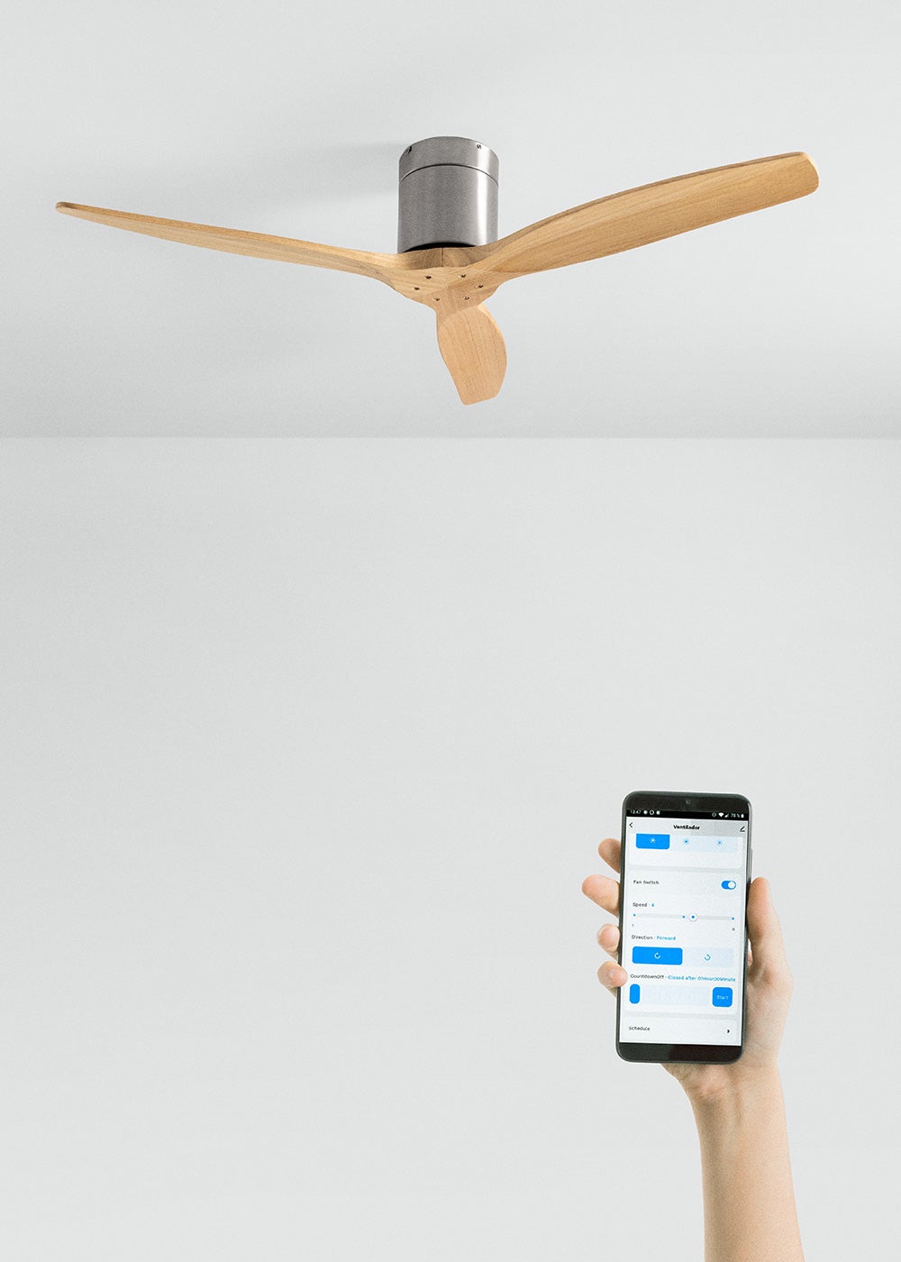 CREATE - WIND CALM M - Ventilateur de plafond silencieux 40W avec pales techniques en ABS Ø132cm sans eclaraige avec wifi - 4