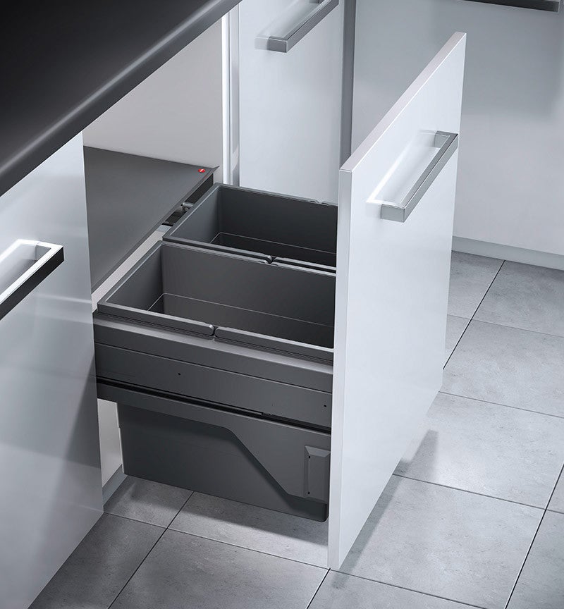 Poubelle de cuisine tri sélectif 2 bacs encastrable 60L (28+28) Hailo Cargo - 3