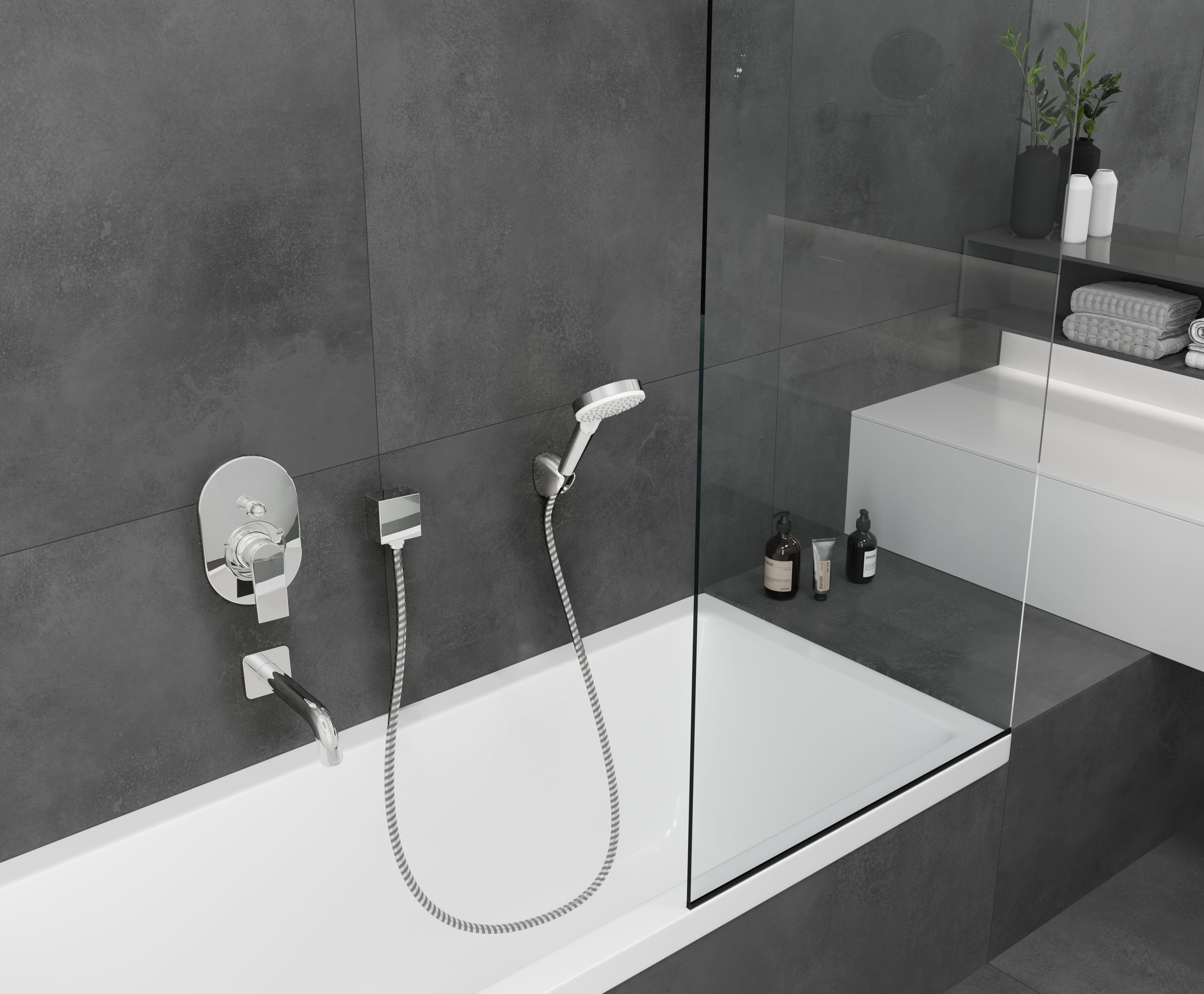 Zestaw prysznicowy podtynkowy jednouchwytowy HANSGROHE Vernis Shape szary / srebrny - 3