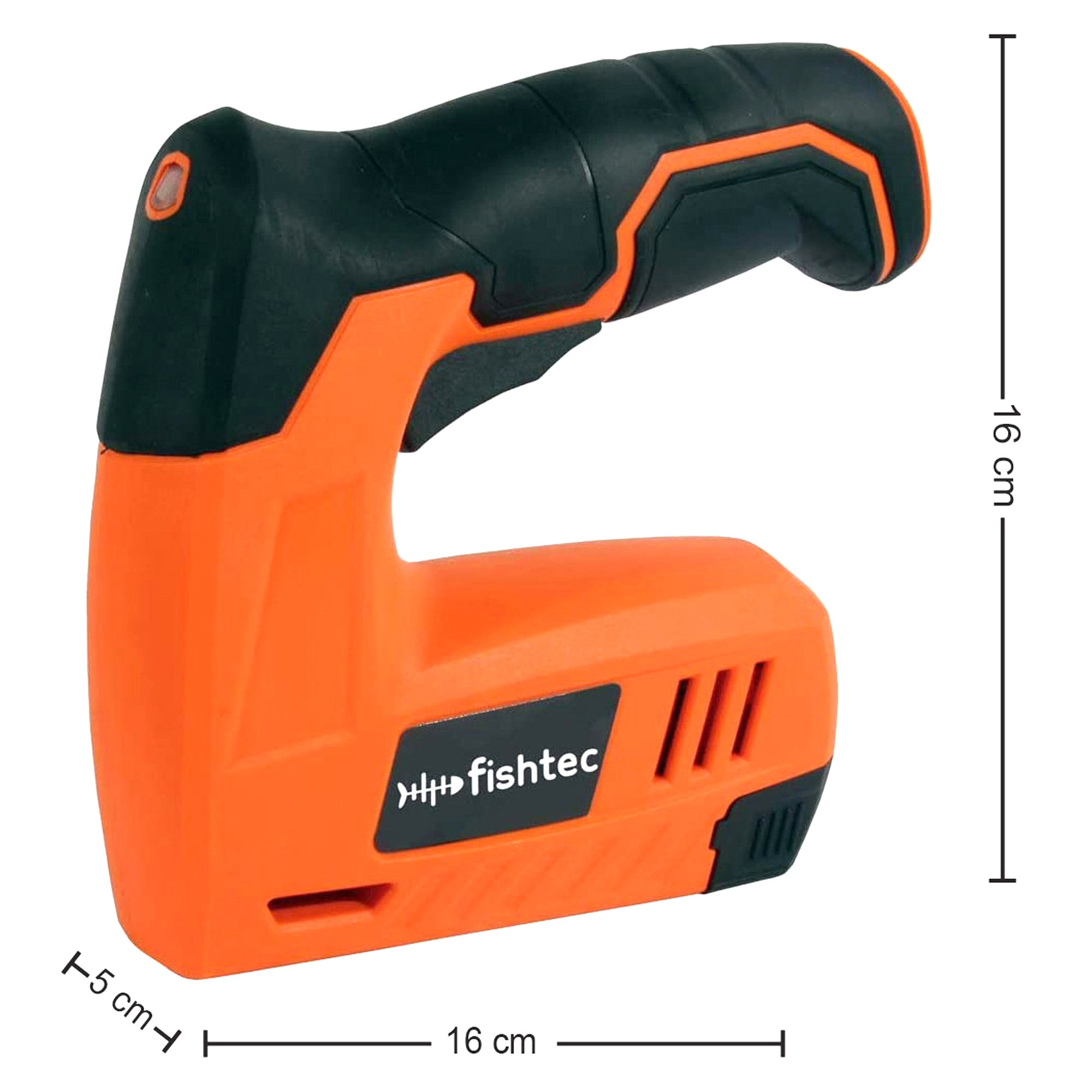 Grapadora y clavadora eléctrica sin cable, batería de iones de litio de 4 V, recargable, se suministra con 200 grapas y 200 clavos, naranja - 7