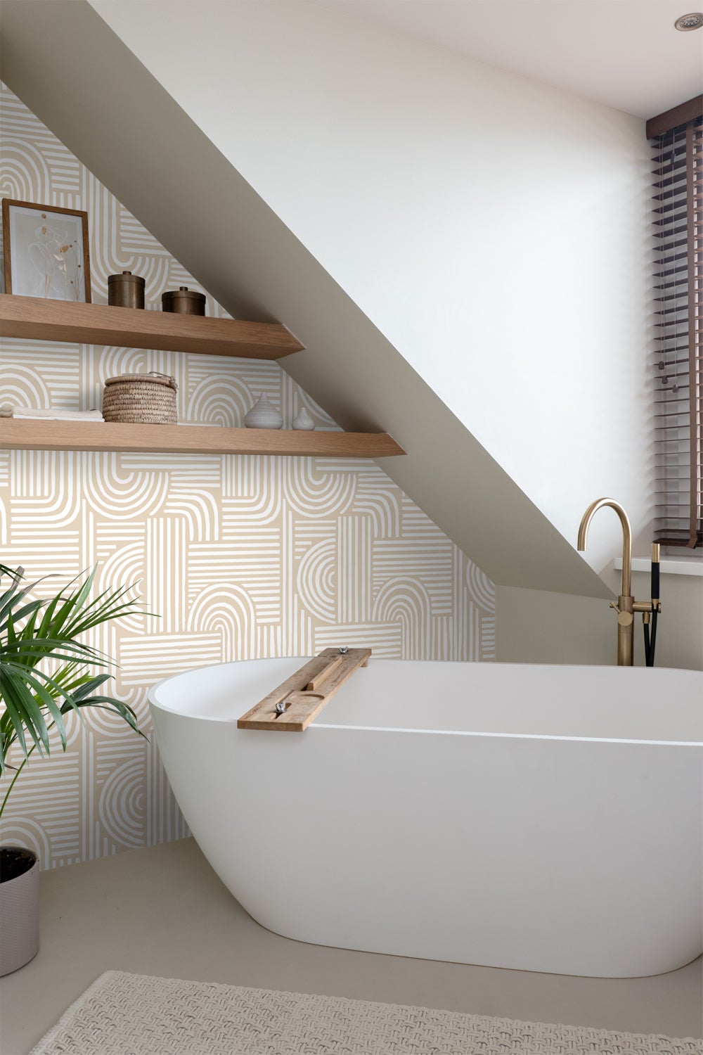 Papier peint graphique 3D sable beige - 53 cm x 10.05 m - ESTAhome - 3