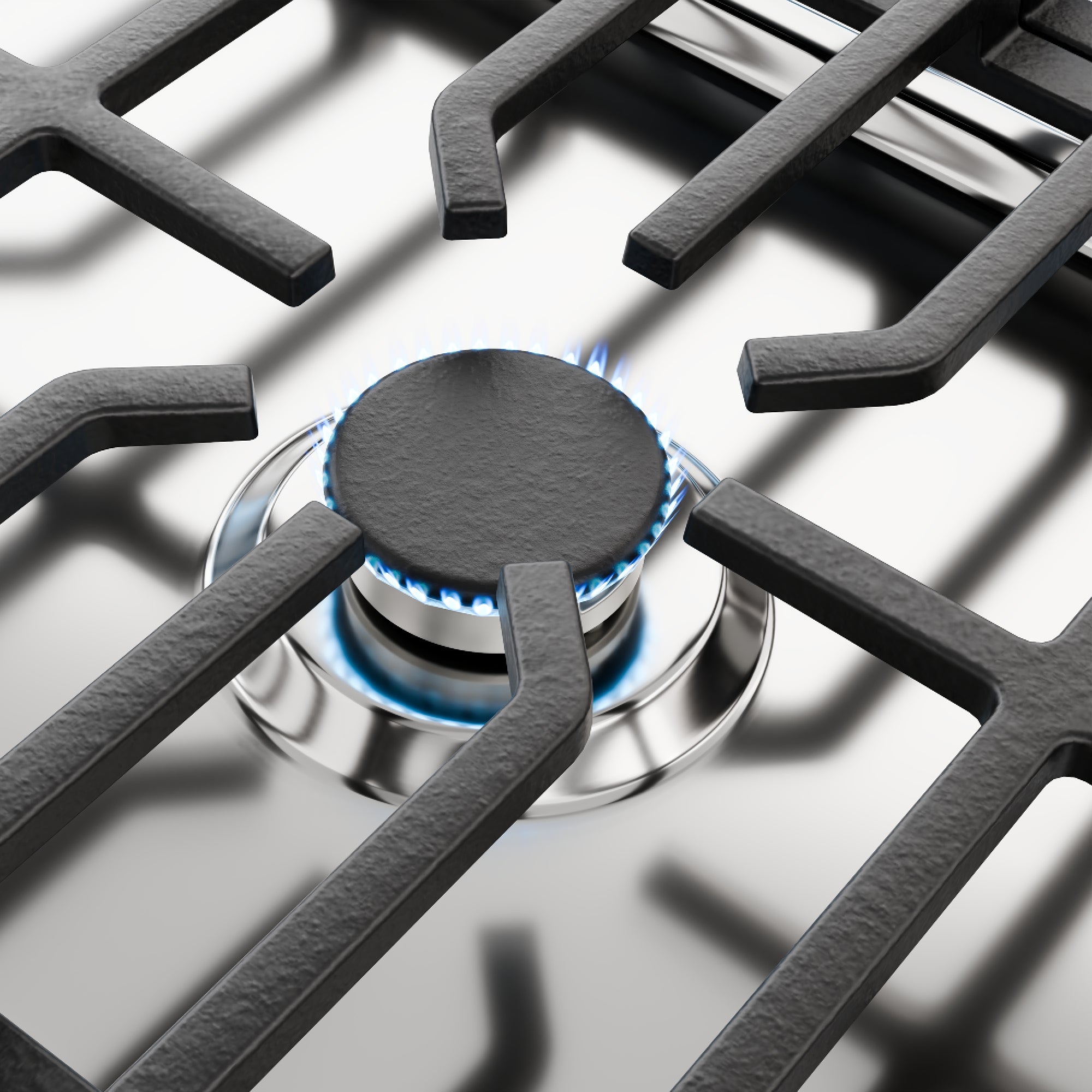 Klarstein Turbocast Plaque de cuisson à gaz 91cm 5 brûleurs Acier inox 304 Support pro en fonte Brûleur wok Inox - 5