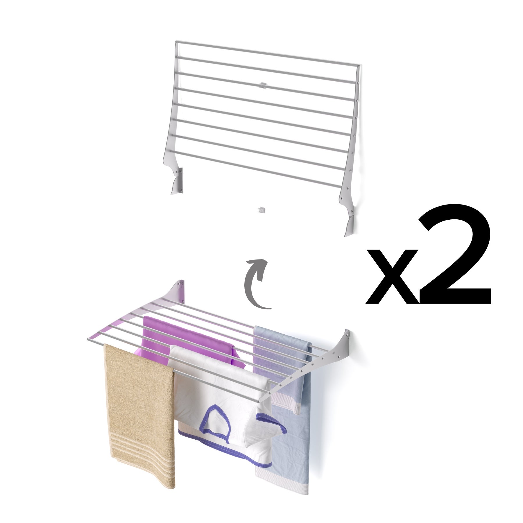 BOQORAD Étendoir à linge mural, étendoir à linge mural, pliable, rétractable, 5 poteaux en