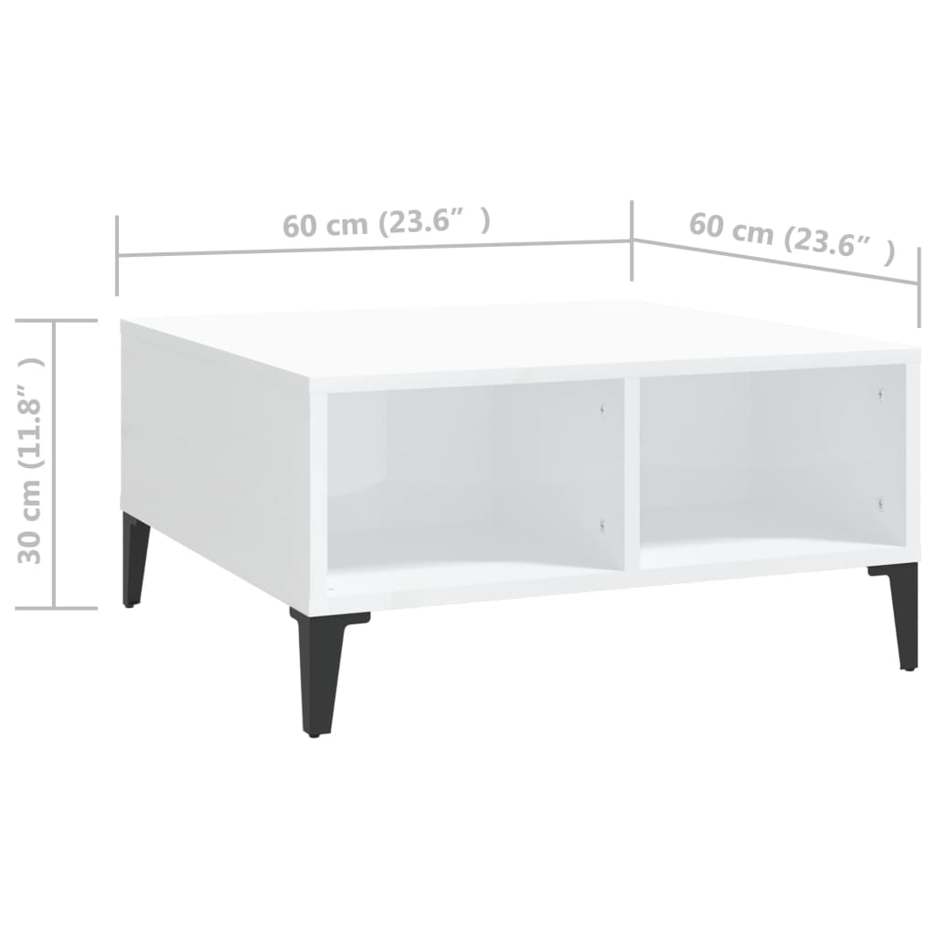 Table basse Blanc brillant 60x60x30 cm Aggloméré vidaXL - 7