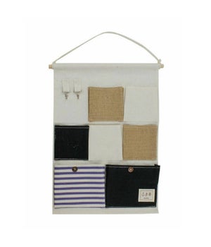RUIXOAXI Organizer Da Parete In Lino Con 3 Tasche - Appendisci Tutto Impermeabile Per Bagno, Cucina, Ufficio - Marrone - 4