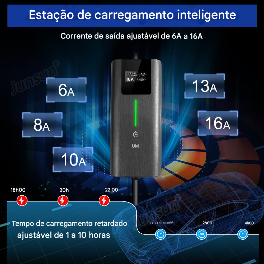 AWESAFE Carregador para carro elétrico 3.68 kW 16A Monofásico Type 2 - Cabo 5m com Tomada Schuko, Certificação IEC62196 e IP67 - 5